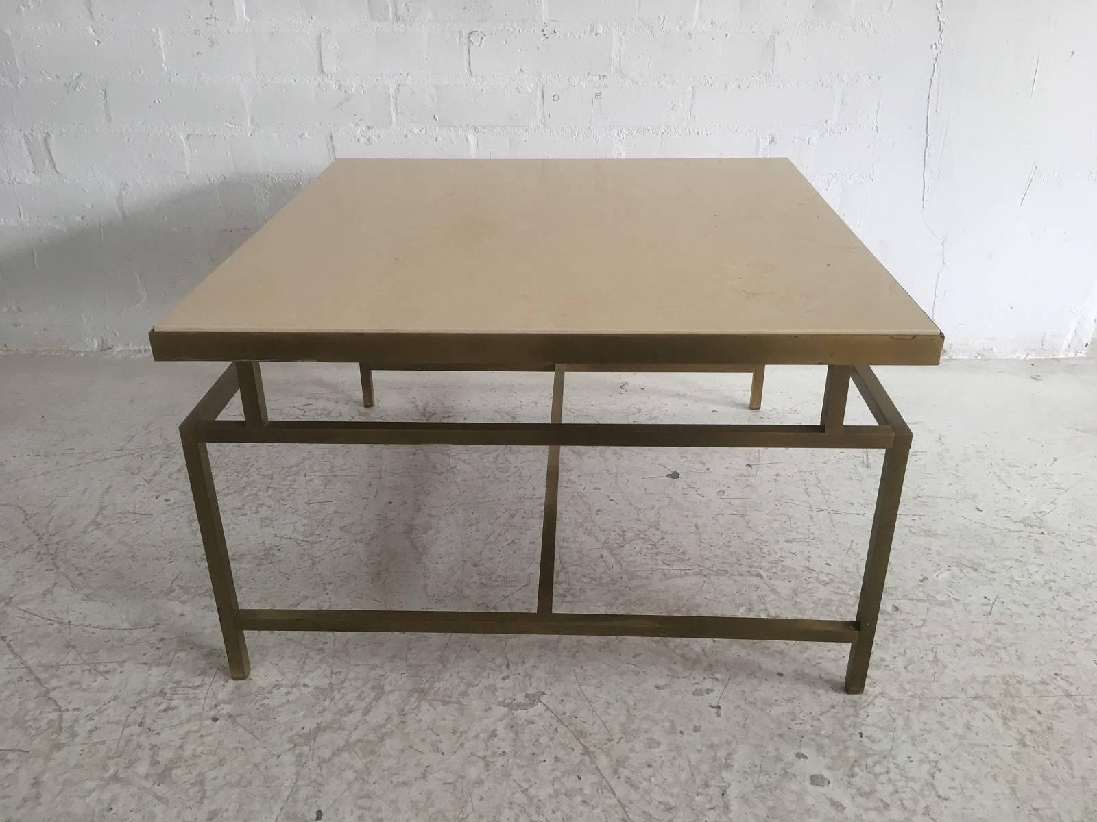 Set of Side Table and Matching Coffee Table Gilt Metal and Stone, circa 1970 For Sale 2