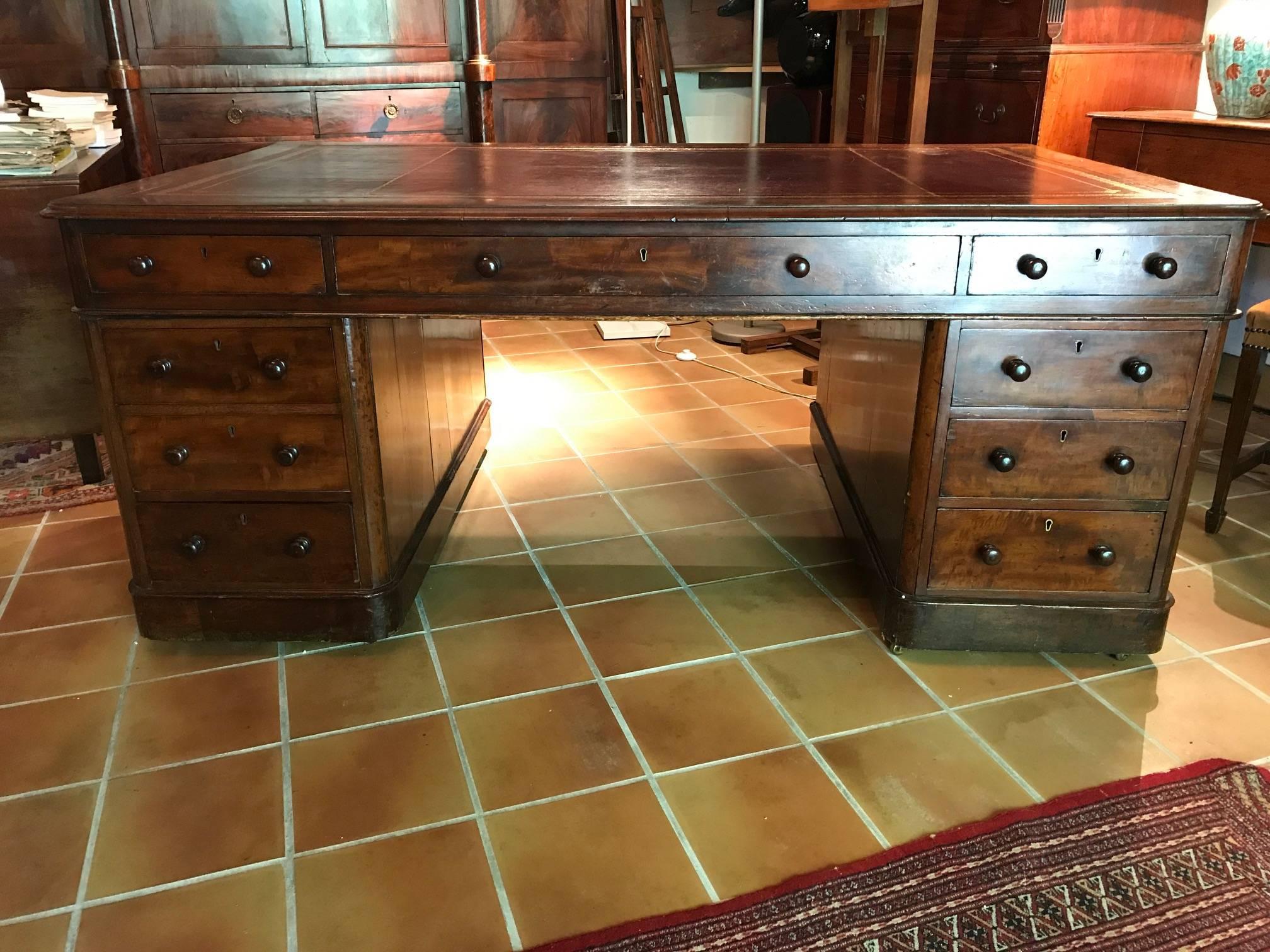 19th Century Impressive Georgian Mahogany Double Sided Partners Desk 6