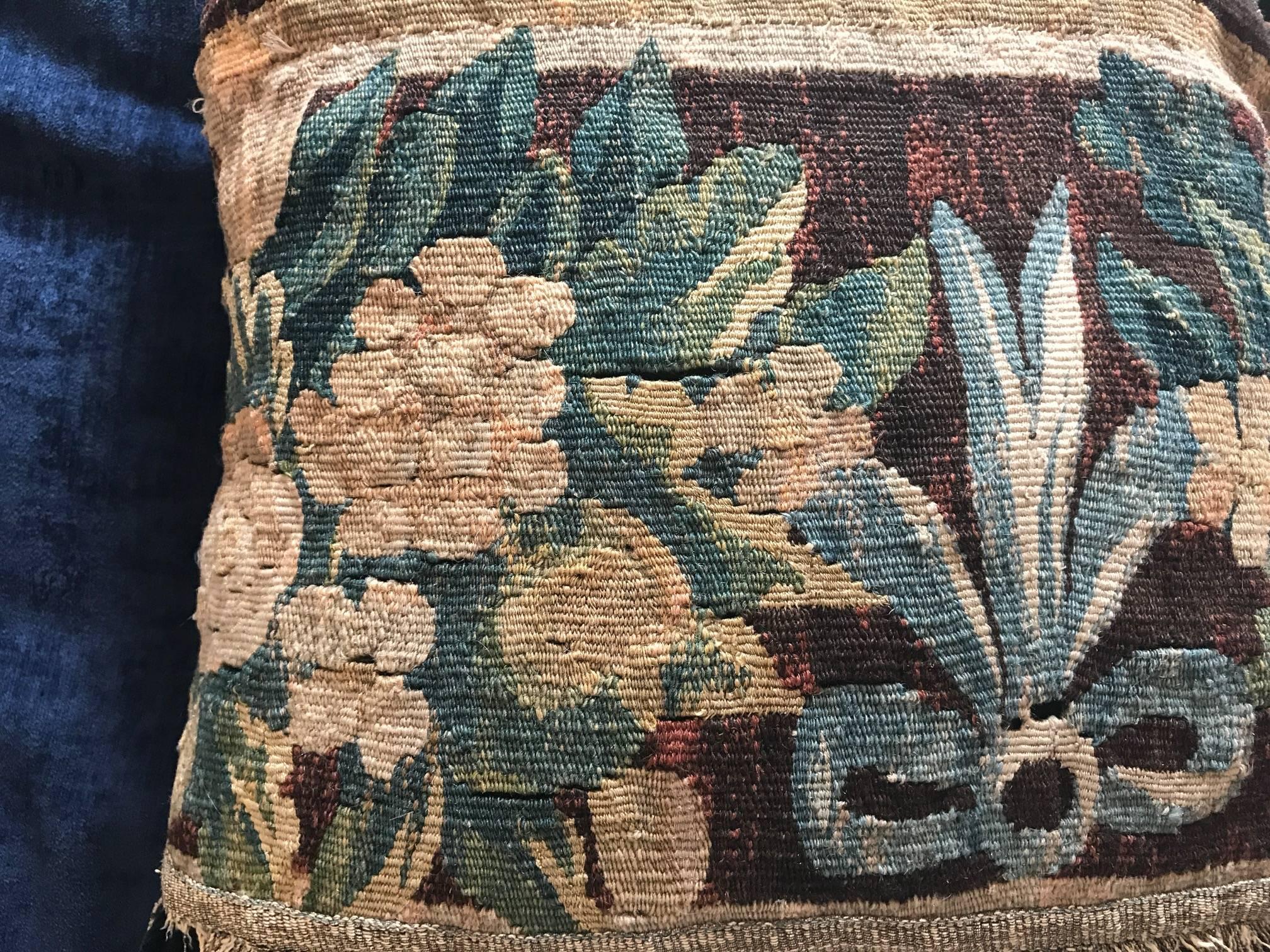 18th Century and Earlier Set of Three Aubusson Tapestry Fragment Pillows or Cushions, French, circa 1780 For Sale
