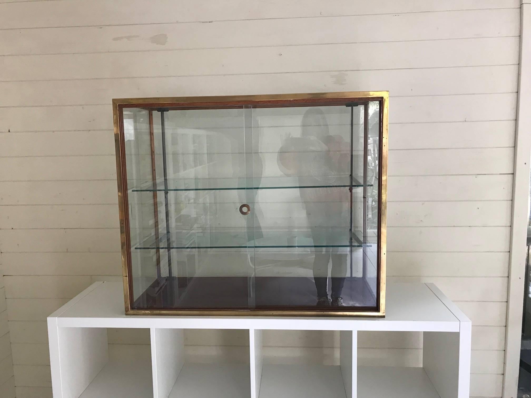 Art Deco Vitrine Brass and Glass, English, Early 20th Century For Sale