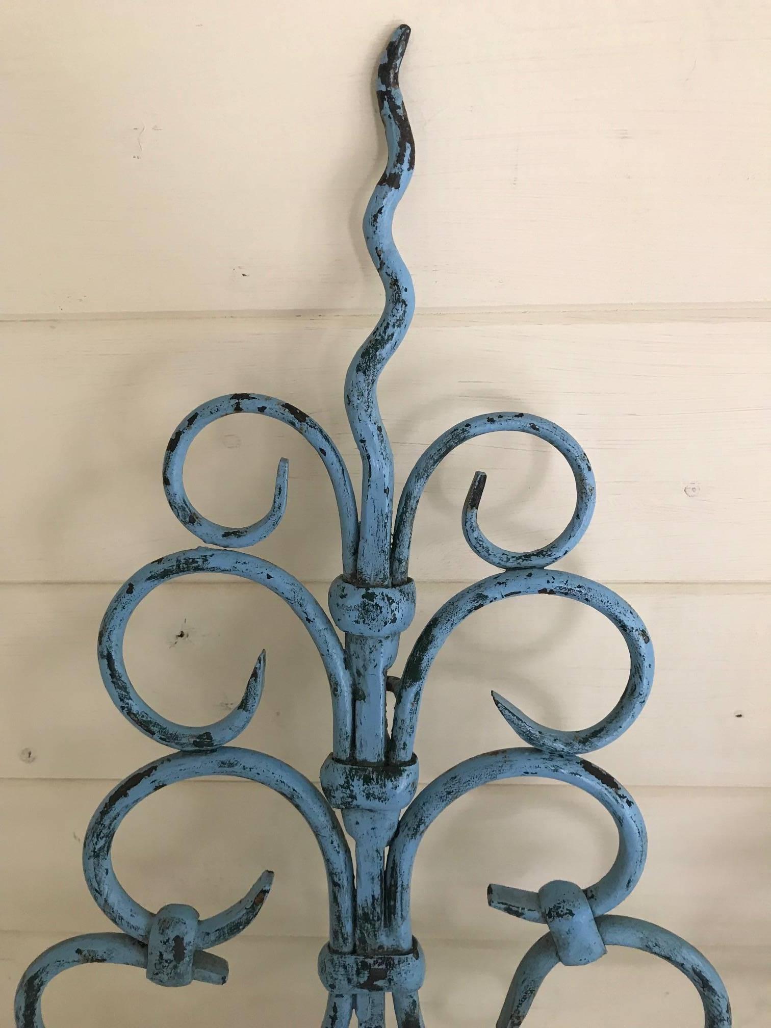 Edwardian Early 20th Century Pair of French Painted Iron Wall Lights Sconces