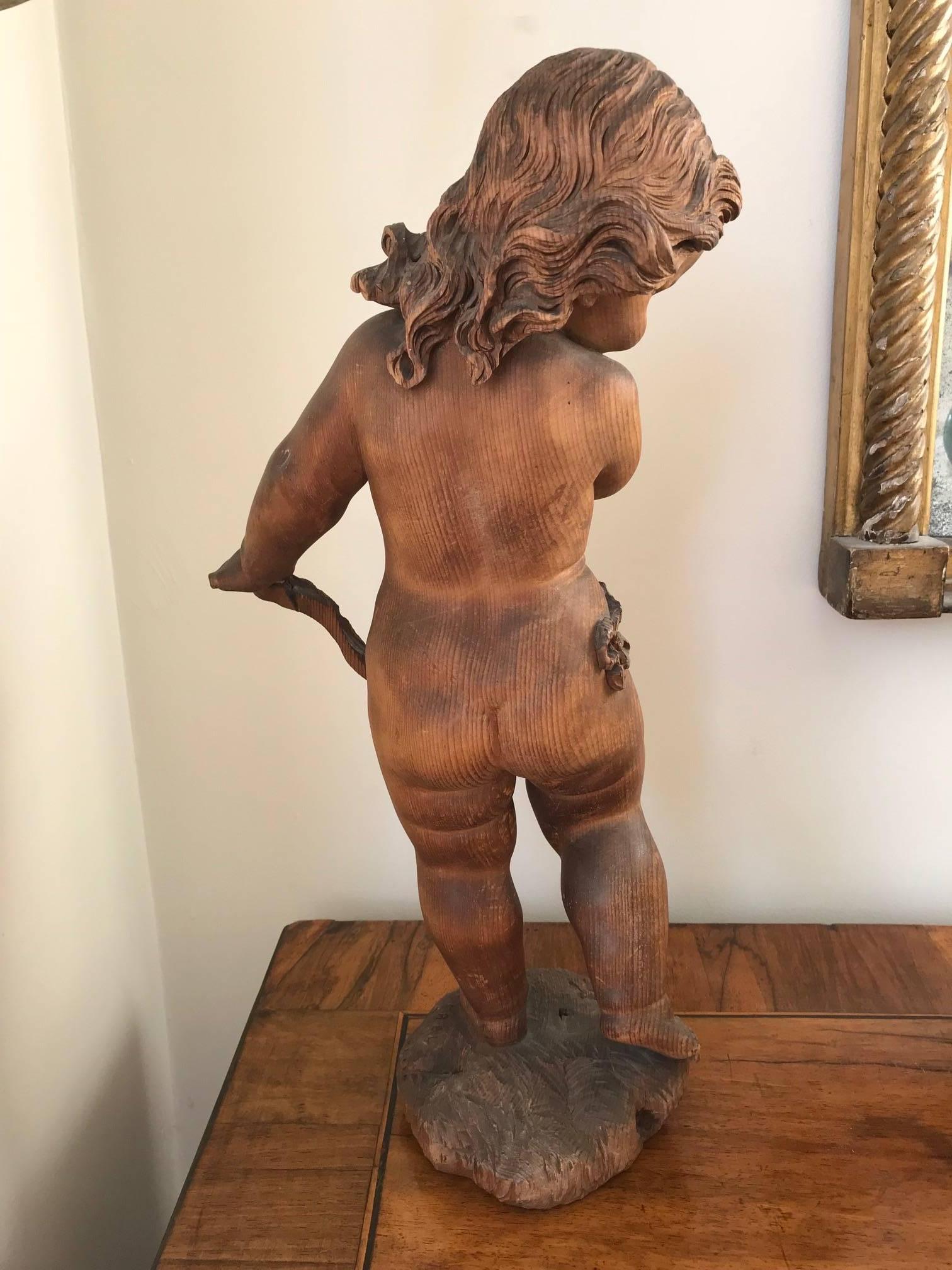 Baroque Revival 19th Century Pair of Putti Wooden Sculptures by Valentino Besarel Panciera Venic For Sale