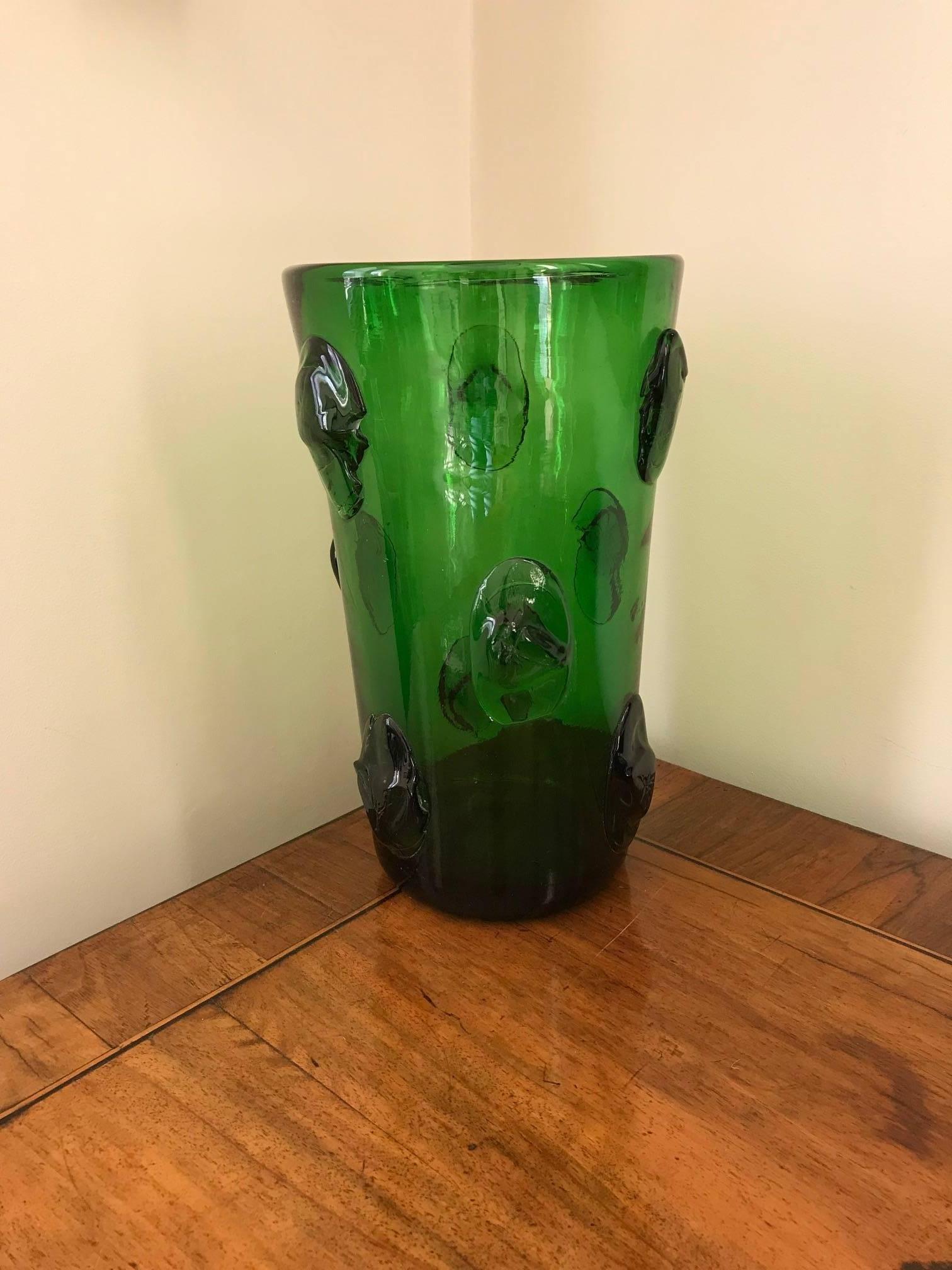Italian Murano Tall Green Vase, circa 1960 1
