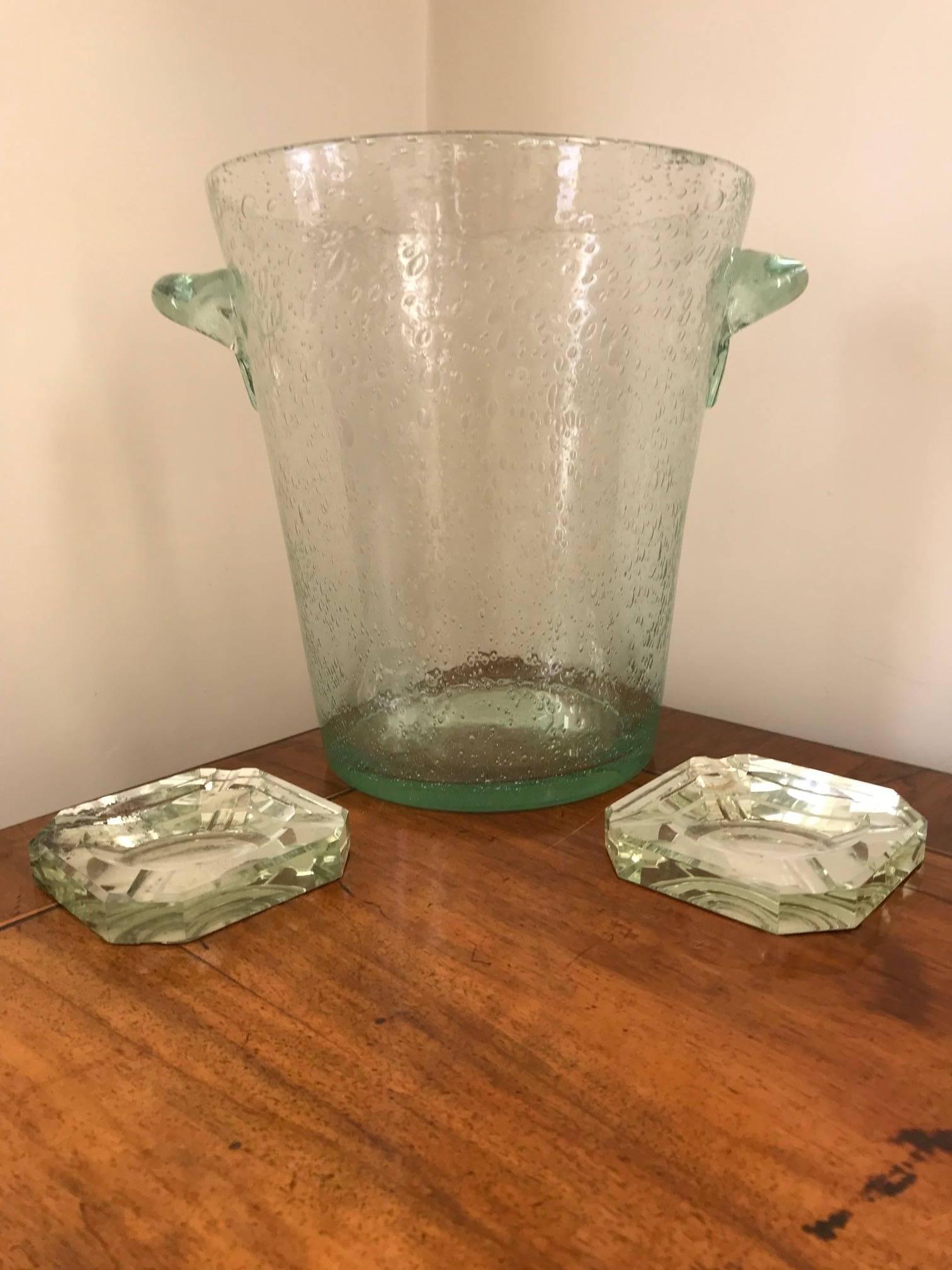 20th Century 1970s, French Biot Signed Glass Bubble Vase
