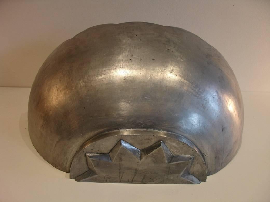 Aluminum Large 1930s English Cast Aluminium Wall Light/Uplighter with Starburst Detail For Sale