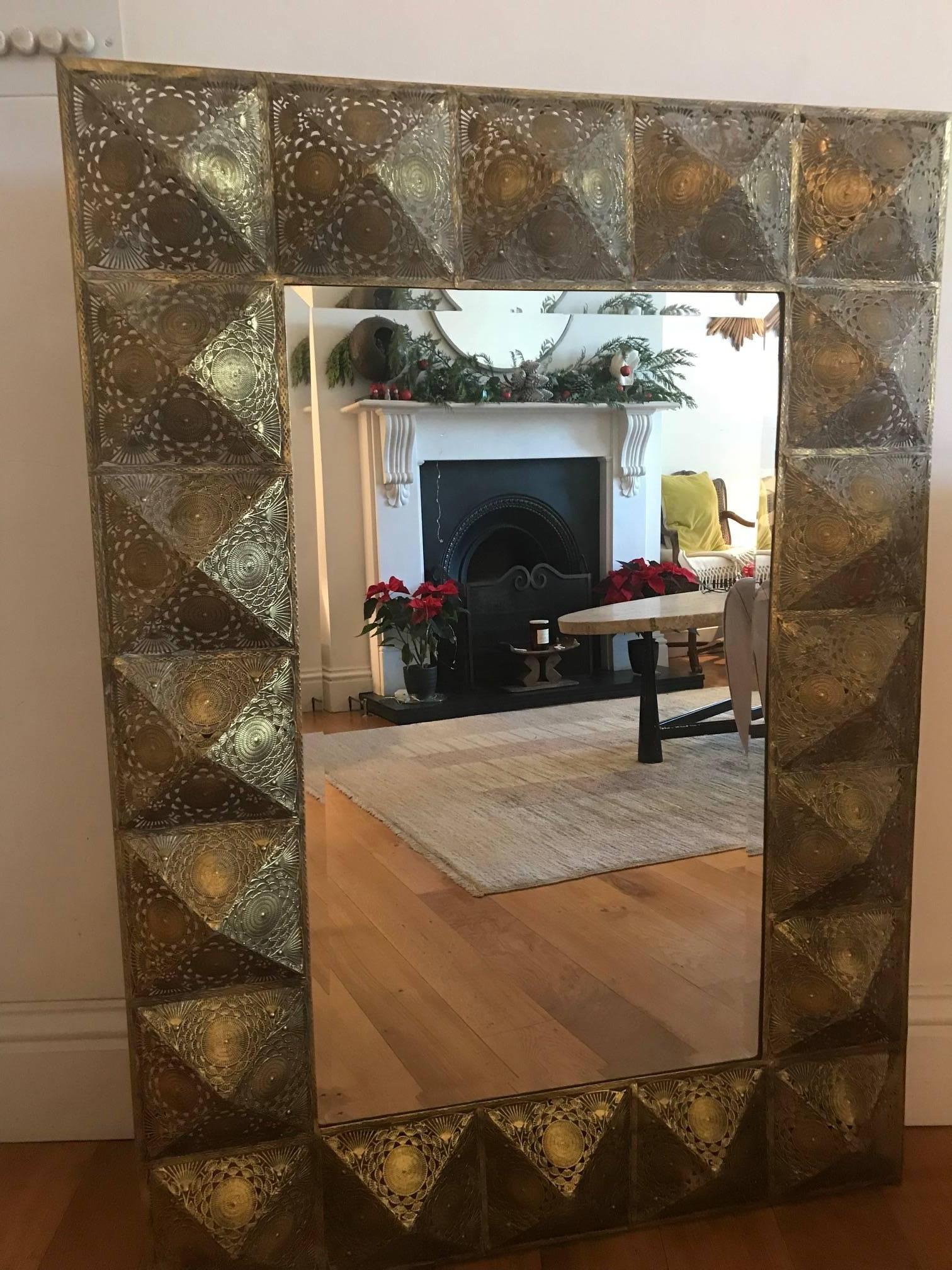Large 20th Century Gilded Pierced Metal Framed Mirror In Good Condition In London, GB