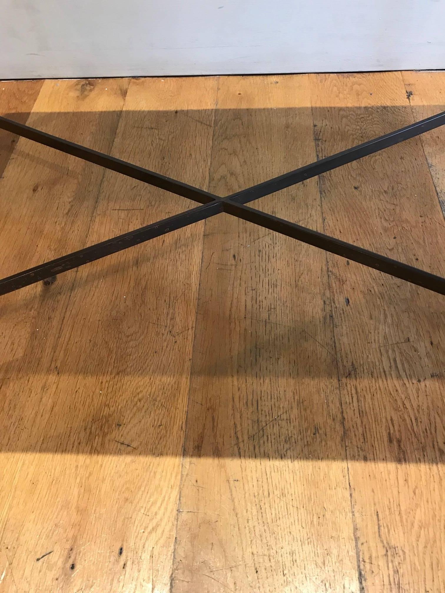 Bronzed French Bronze Metal and Black Glass Coffee Table, circa 1960s