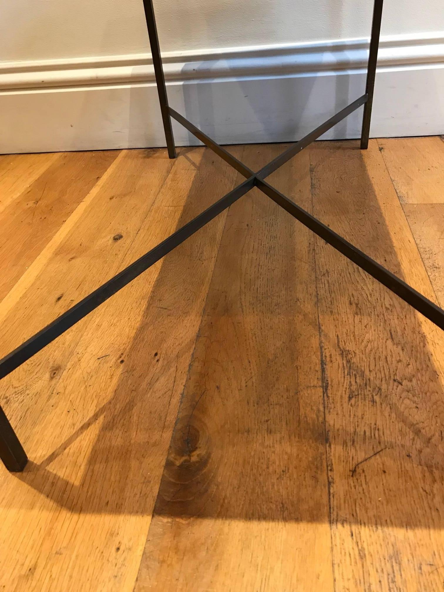 French Bronze Metal and Black Glass Coffee Table, circa 1960s 1