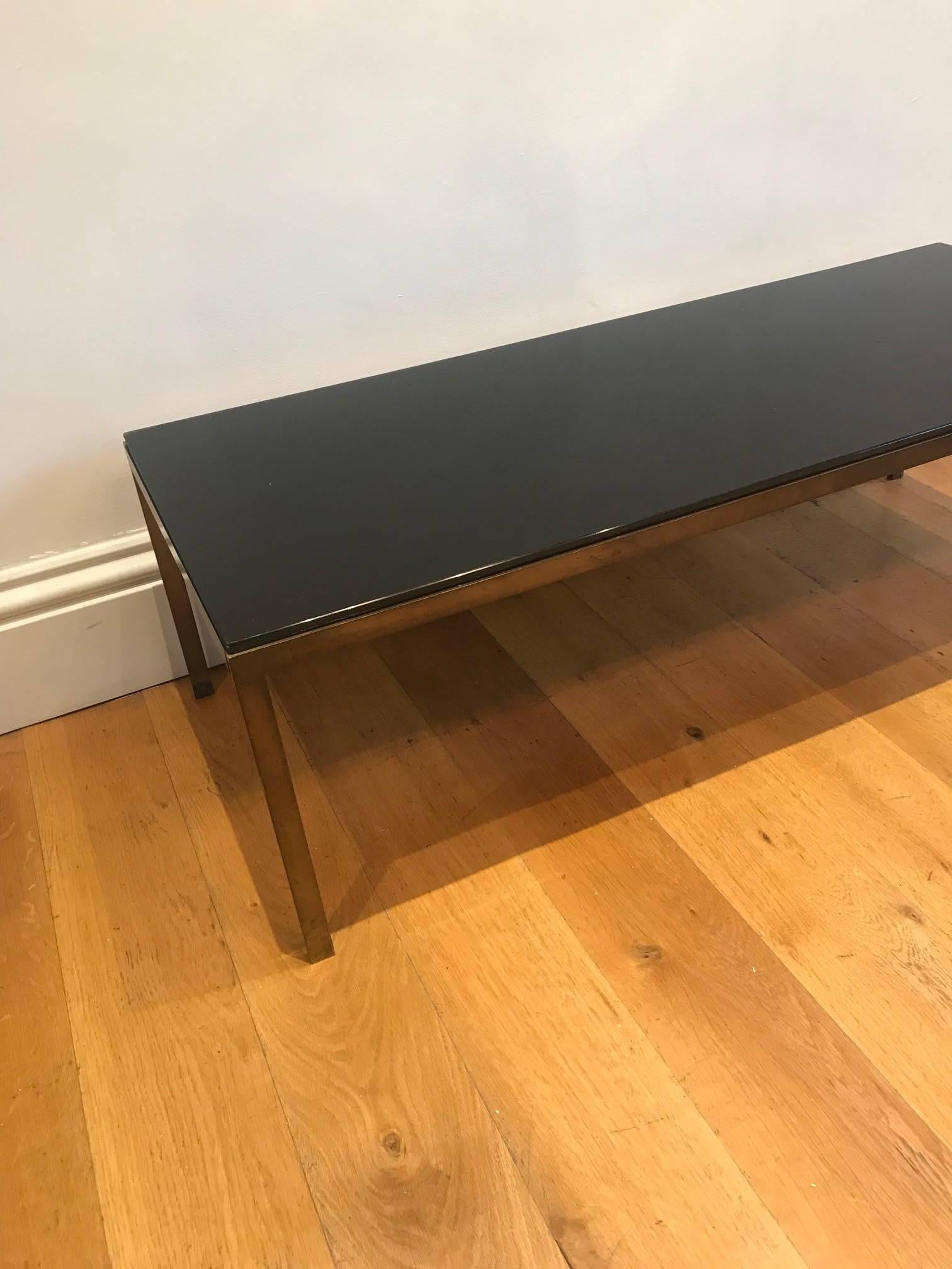 French 1950's bronze and glass coffee table 1