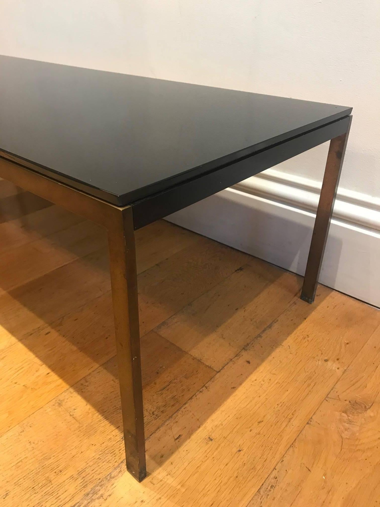 20th Century French 1950's bronze and glass coffee table