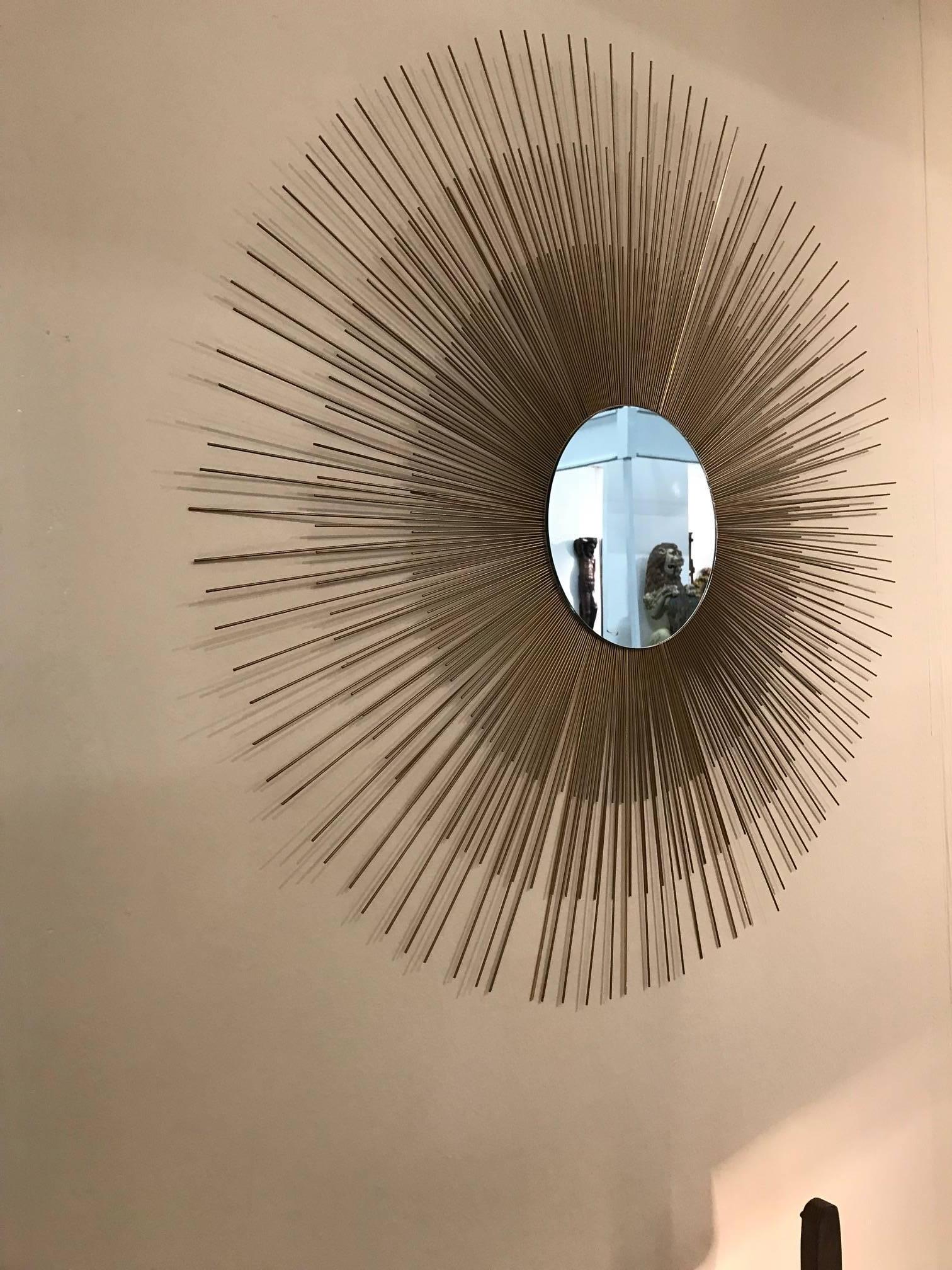 Gilt Metal Sunburst Mirror, French, circa 1960s 1