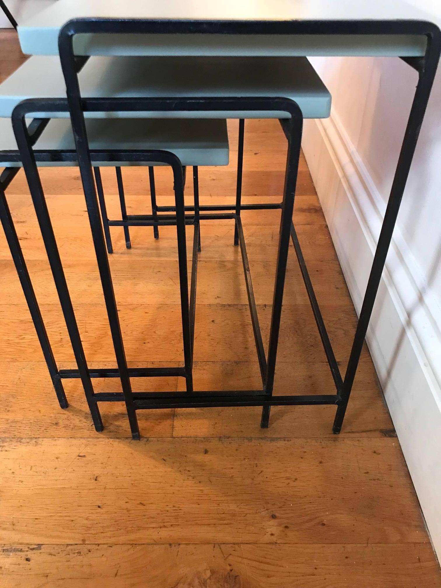 20th Century French 1950s Nest of Three Small Side Tables