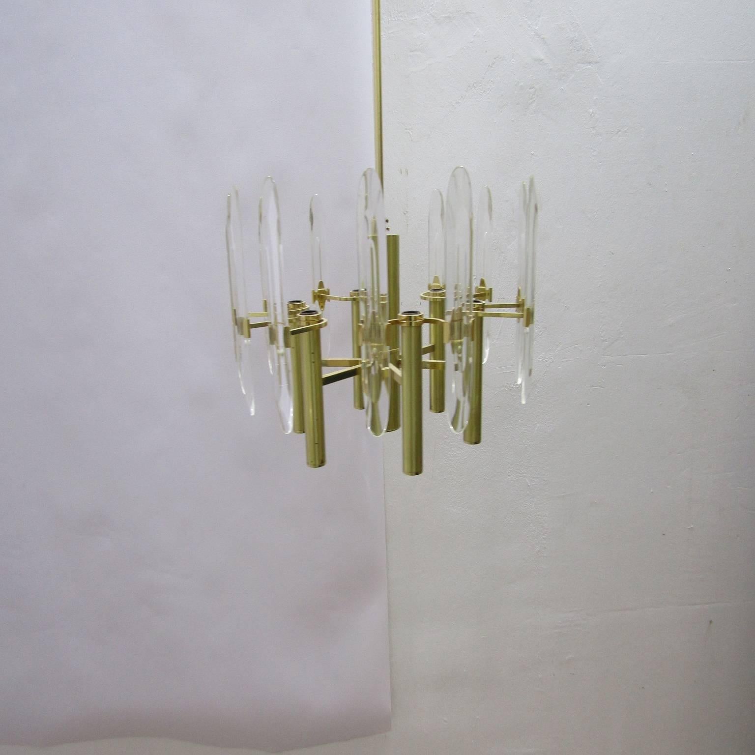 Metal Second Half of the 20th Century Gaetano Sciolari Chandelier For Sale