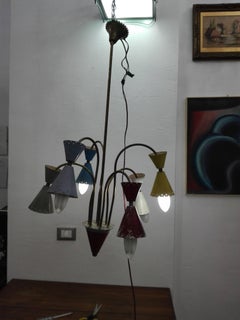 Stilnovo Design Lamp Six-Lights Chandelier 1950s