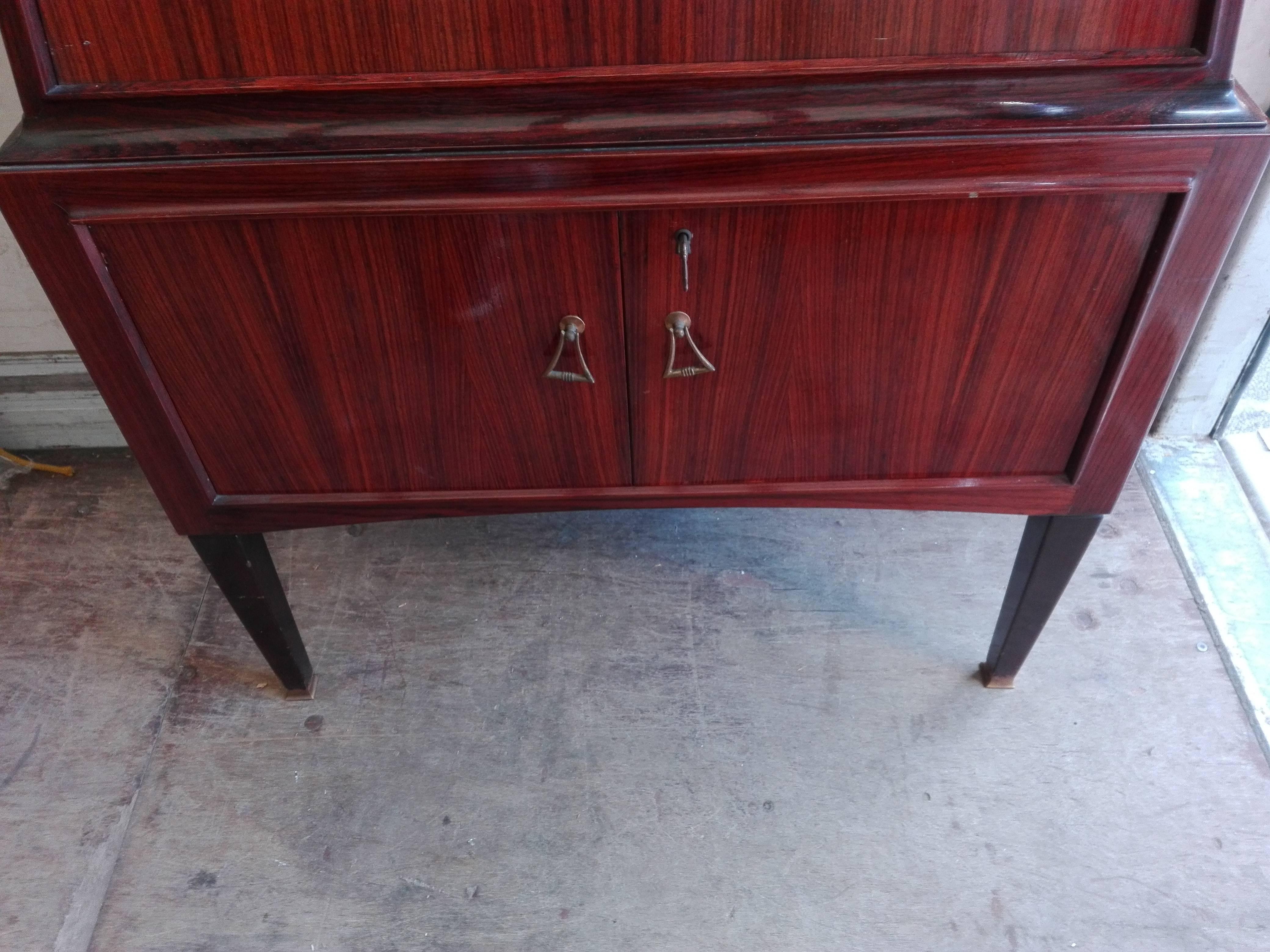 Carved Elegant Italian Bar Cabinet by Paolo Buffa