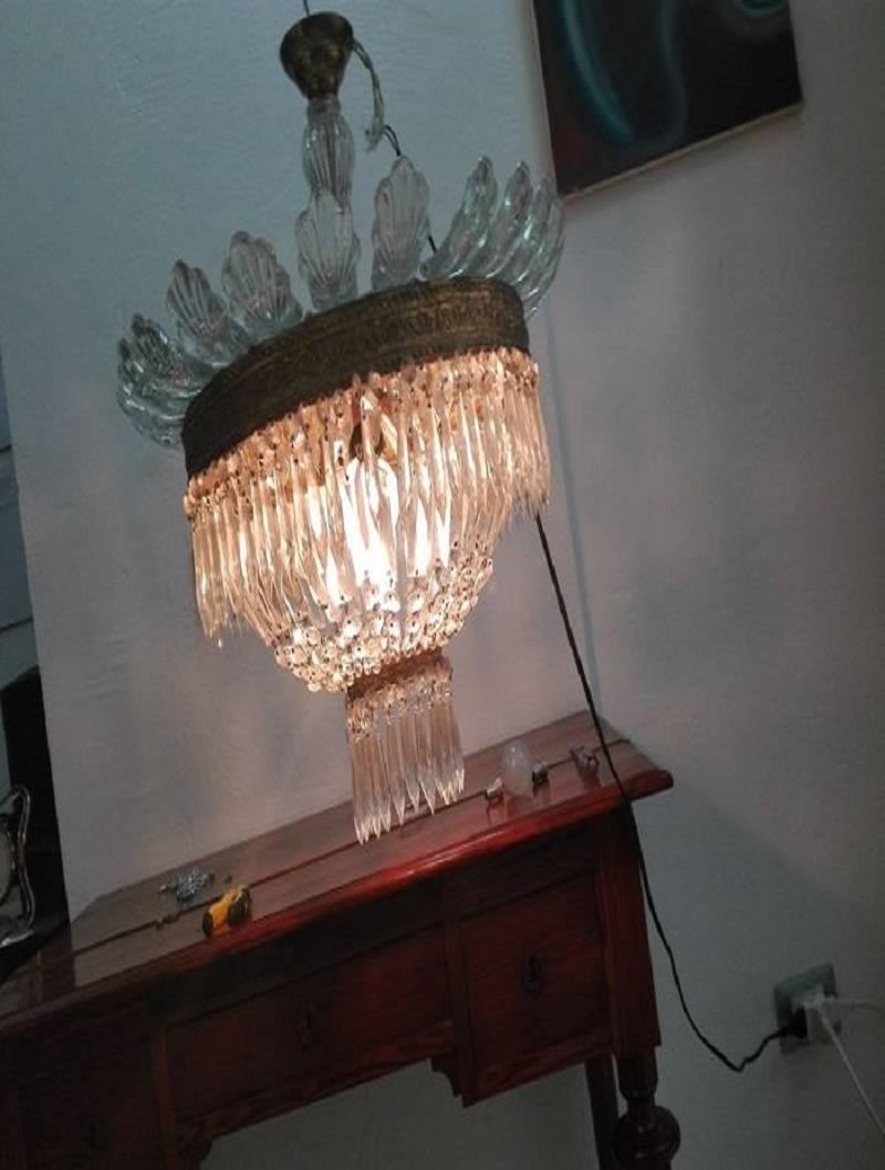 Mid-Century Modern Chandelier Made in Italy by Luigi Brusotti For Sale
