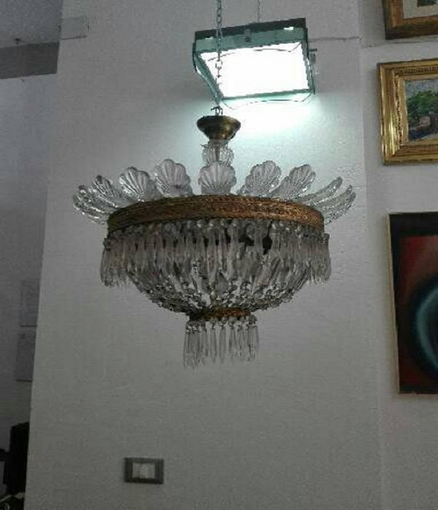 Bronzed Chandelier Made in Italy by Luigi Brusotti For Sale