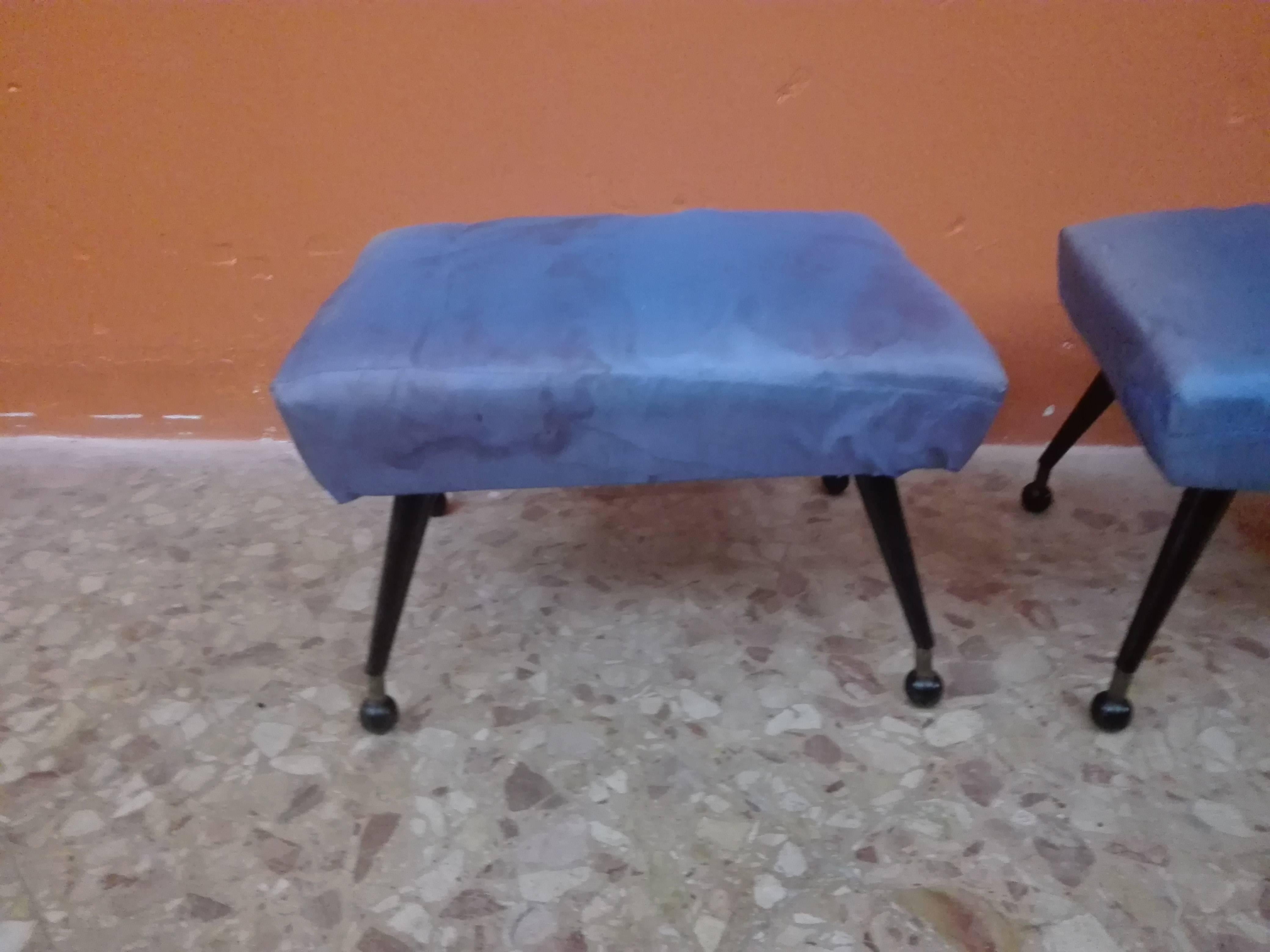 A pair of Italian 1950s footstools, reupholstered.