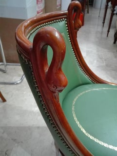 Style Table Game Empire Walnut with Four Leather Chairs