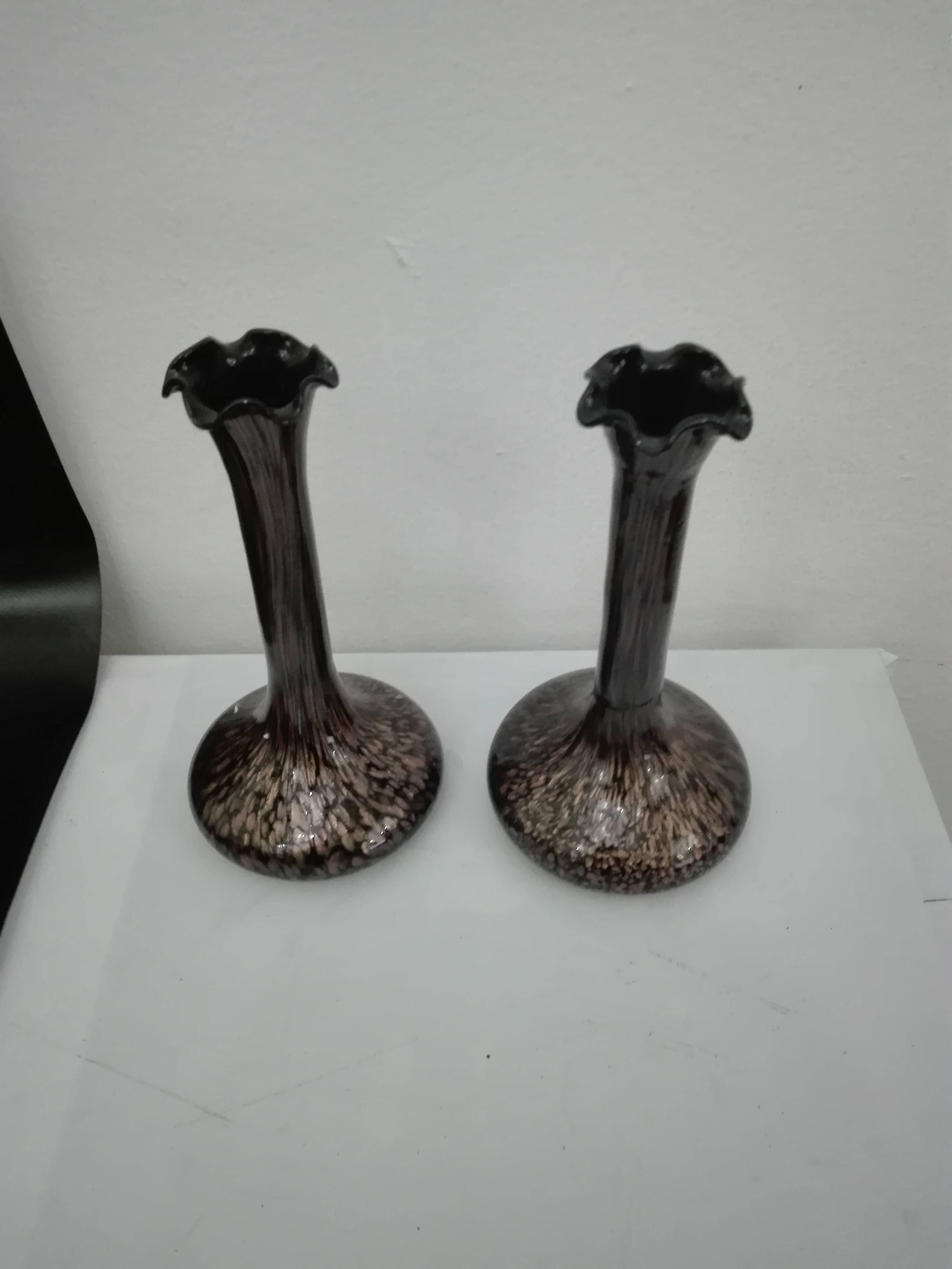 Mid-Century Modern Pair of Vases for a Flower Murano Glass