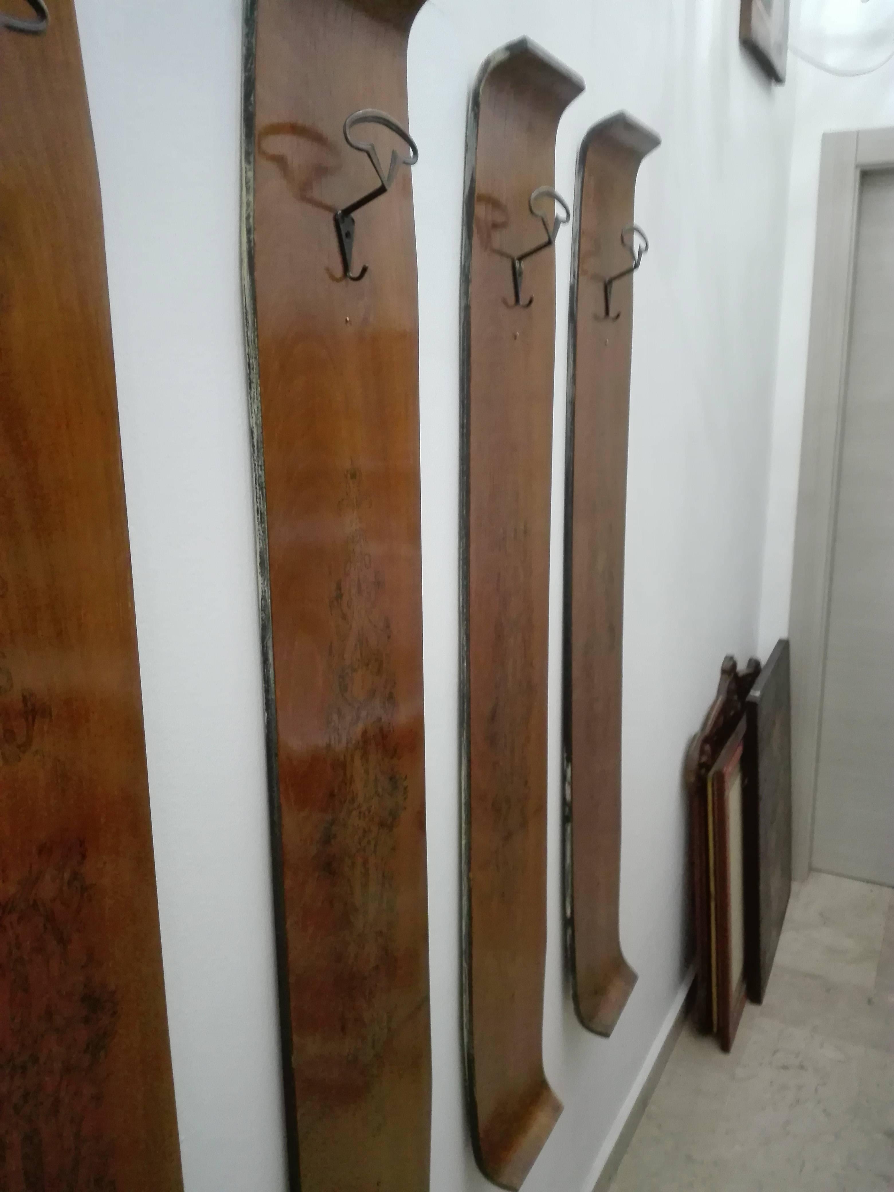 four elements in vintage teak coat hanger with drawings attribution Campo e Graf For Sale 2