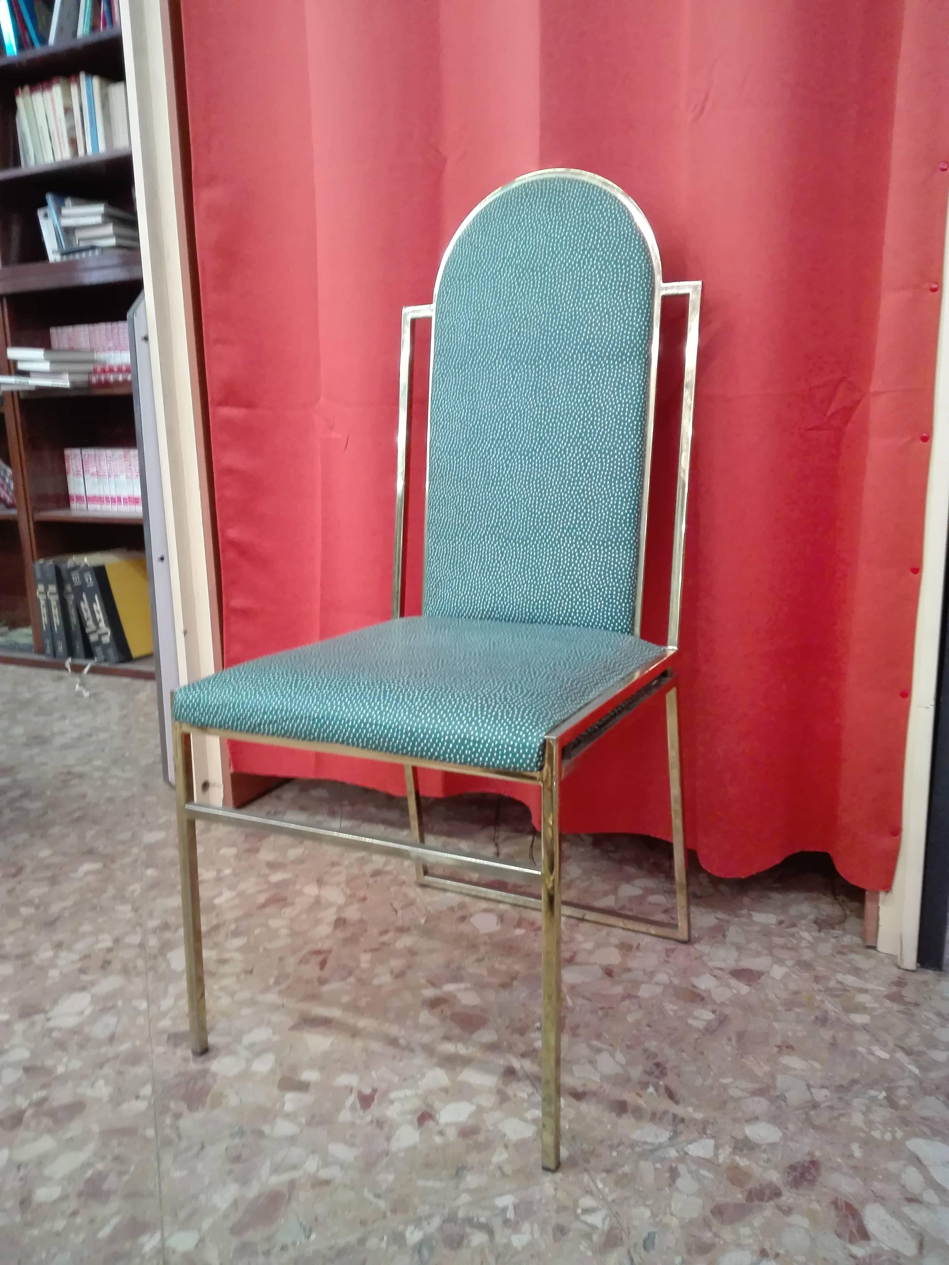 Dining Chairs with Brass Frame by Romeo Rega, 1970s, Set of Four 3