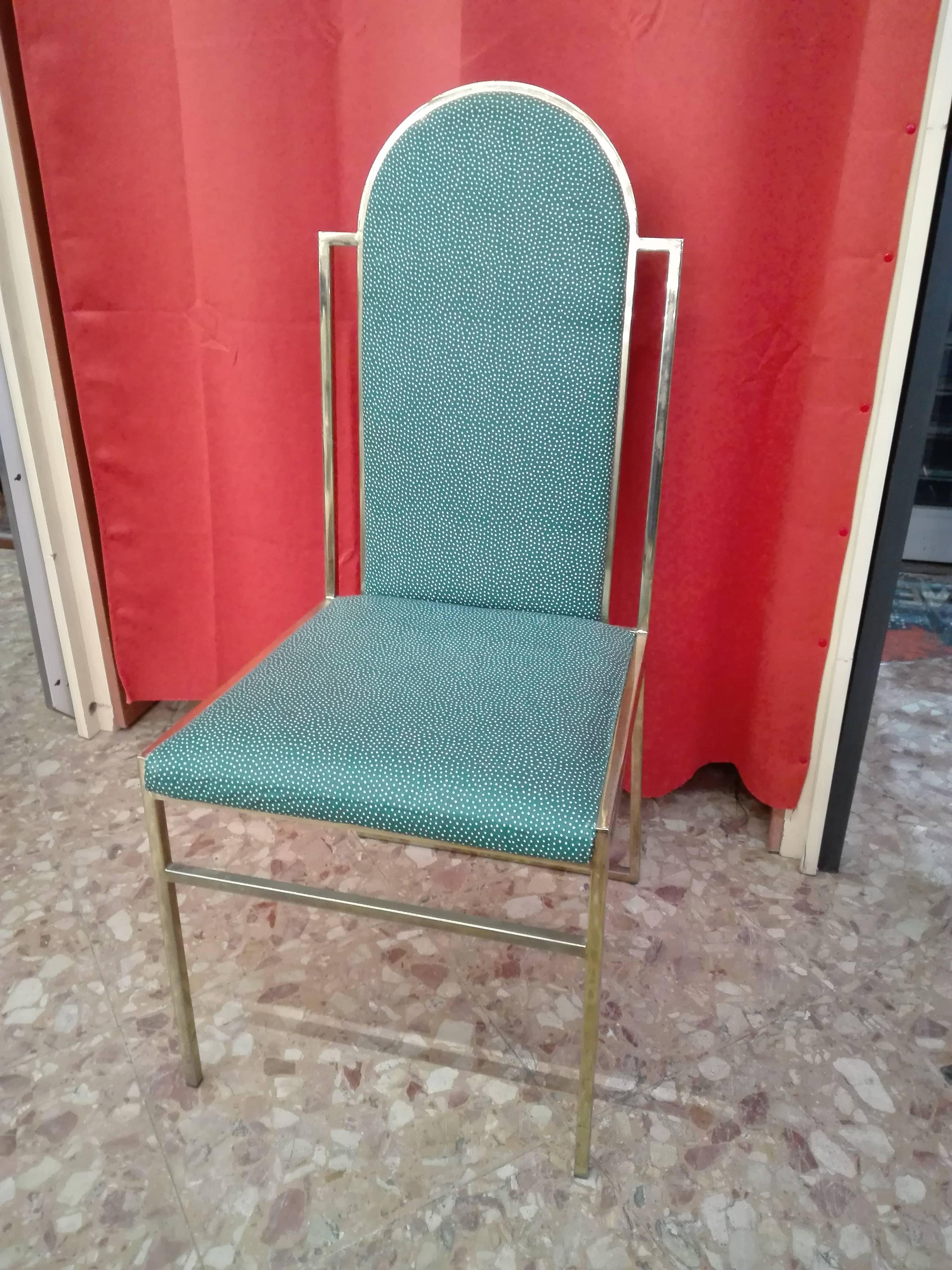 Italian Dining Chairs with Brass Frame by Romeo Rega, 1970s, Set of Four