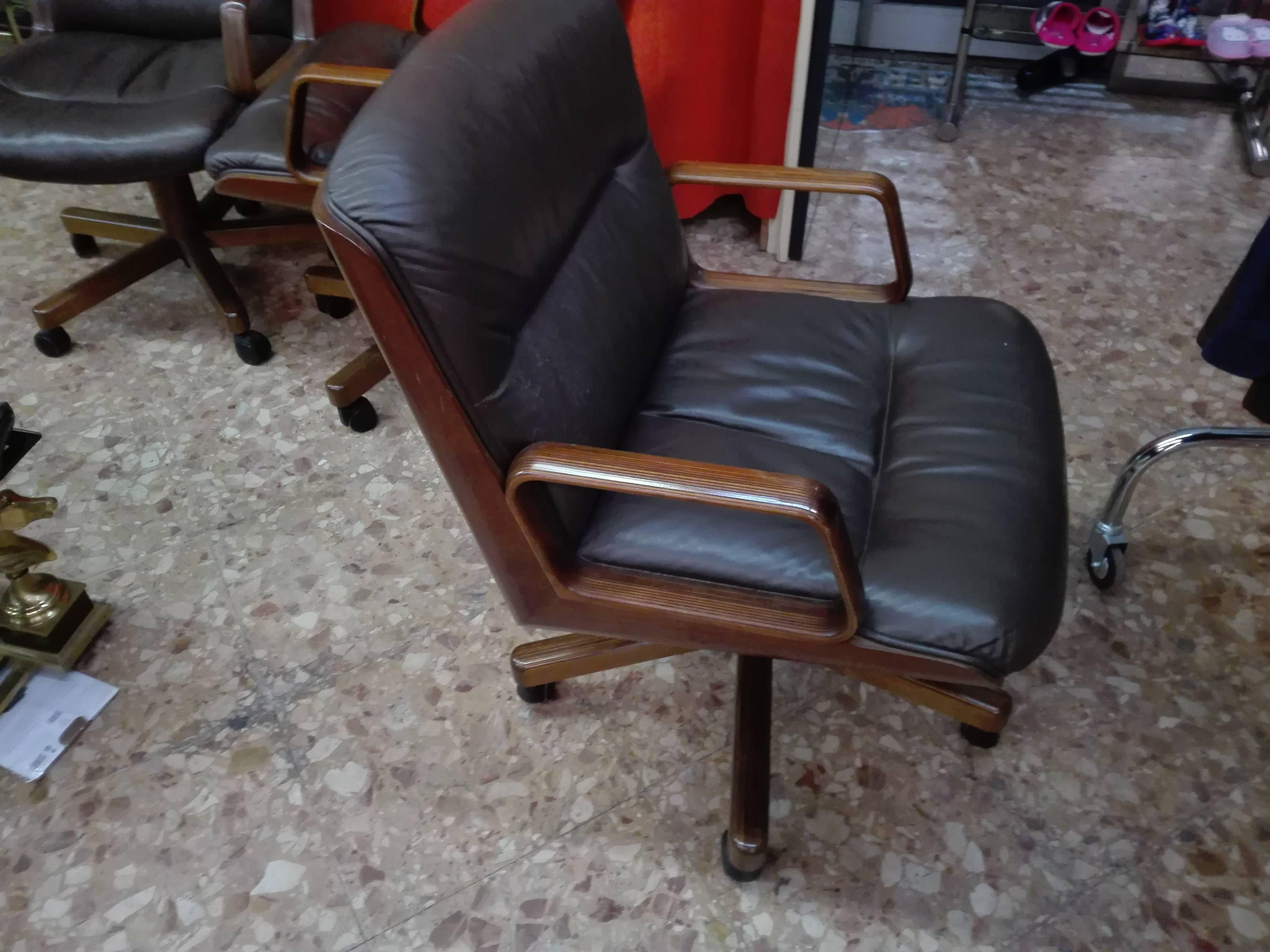 Italian Presidential Armchair with High Back and Solid Wood Arms