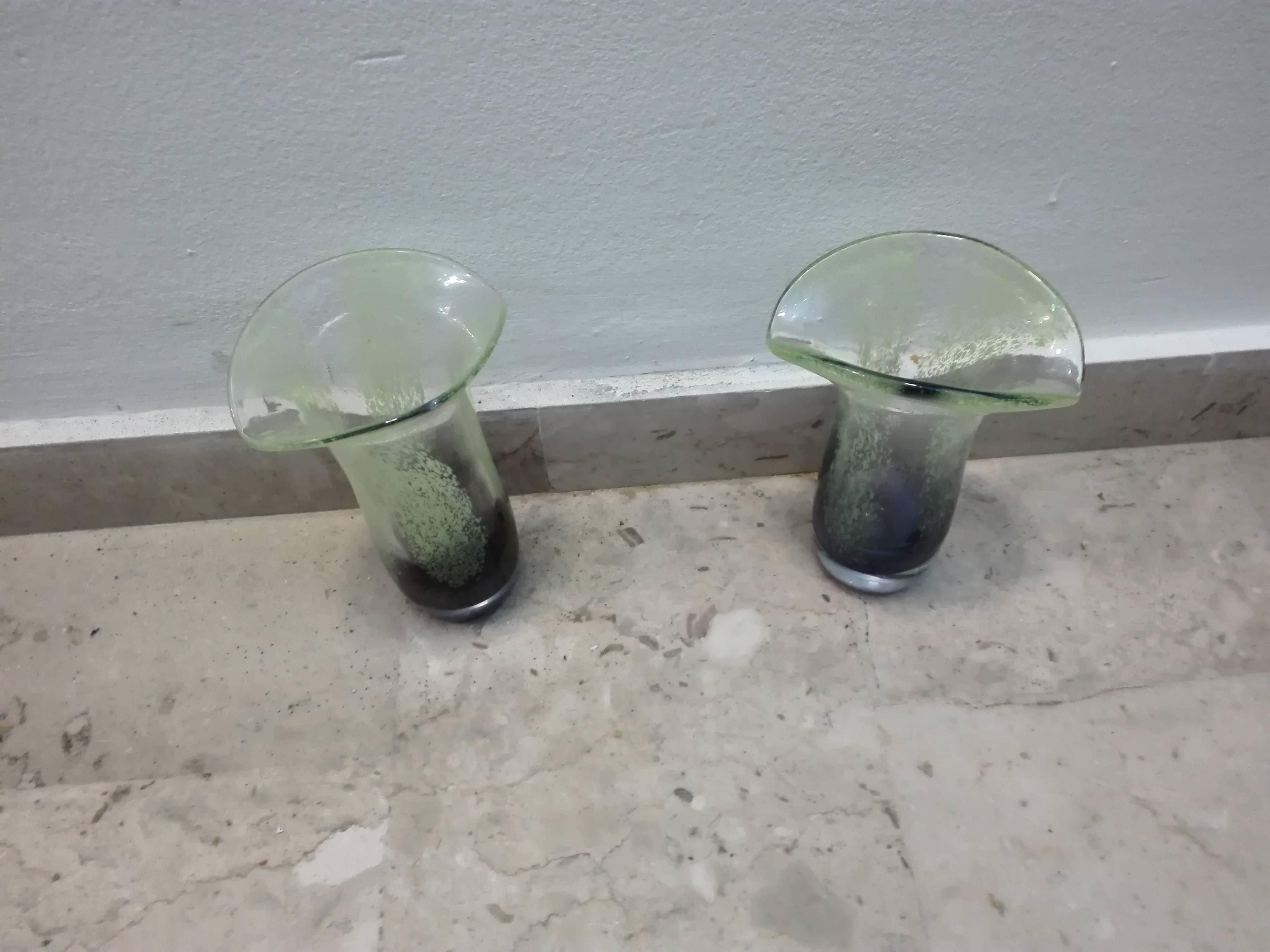 Hand-Crafted Couple Vases in Murano Glass, Venice