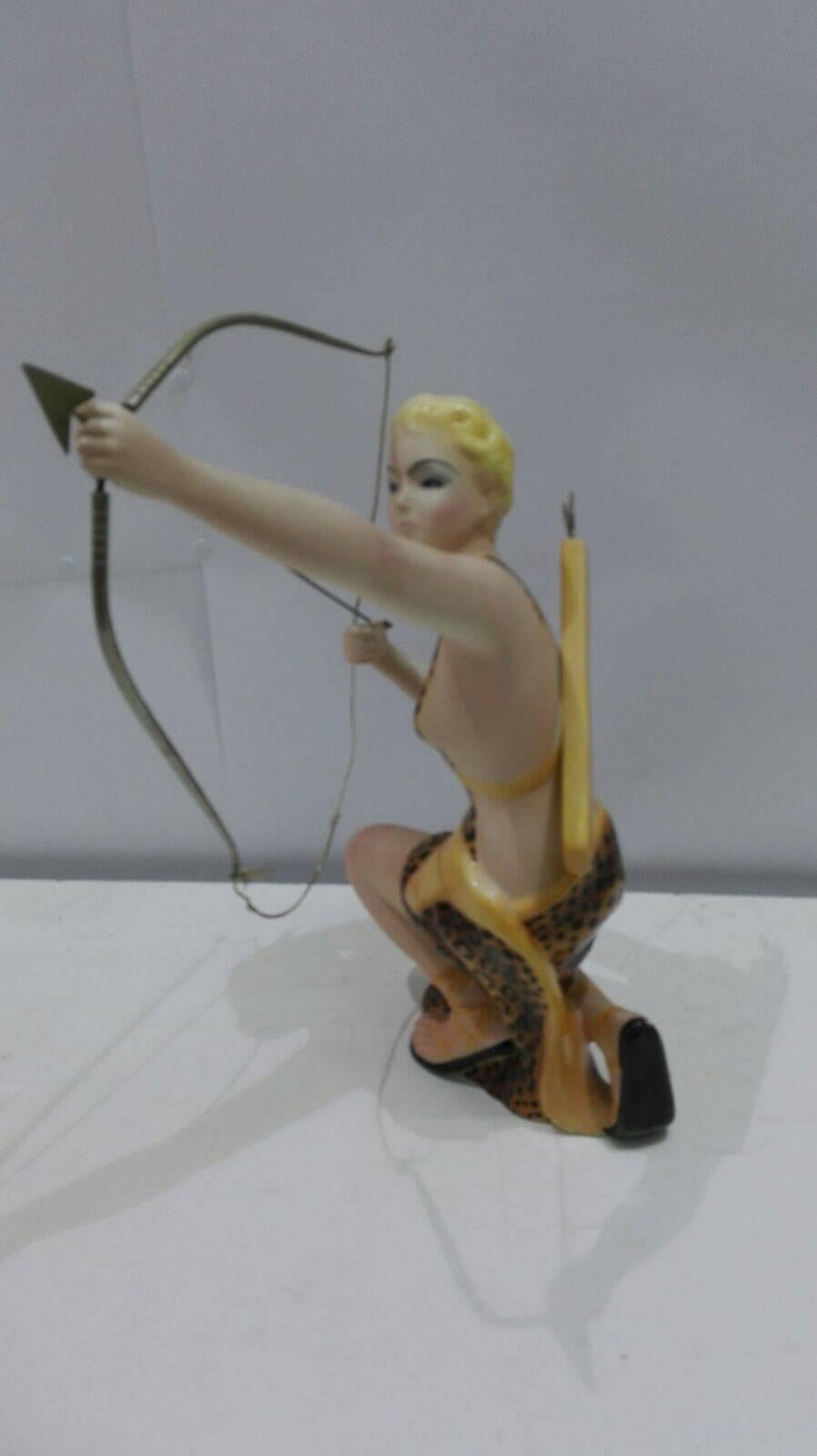 Huntress Goddess Favaro and Cecchetto Ceramic, Made in Italy, 20th Century 2