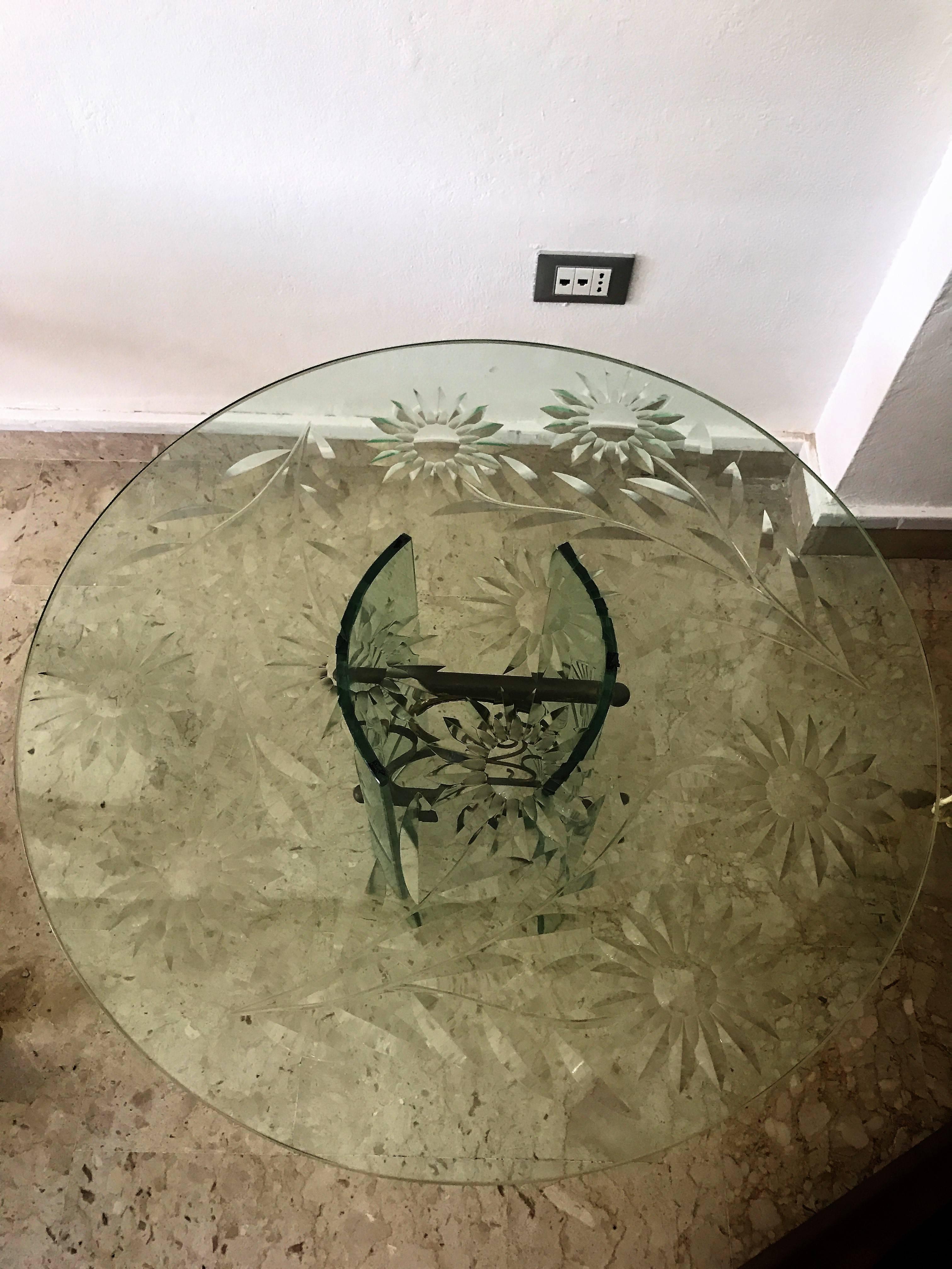 Rare Coffee Table Bruson for Cristal Art, 20th Century 1