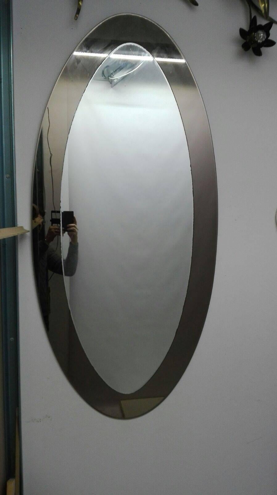 Mid-Century Modern Oval Mirror Italian Design, 20th Century