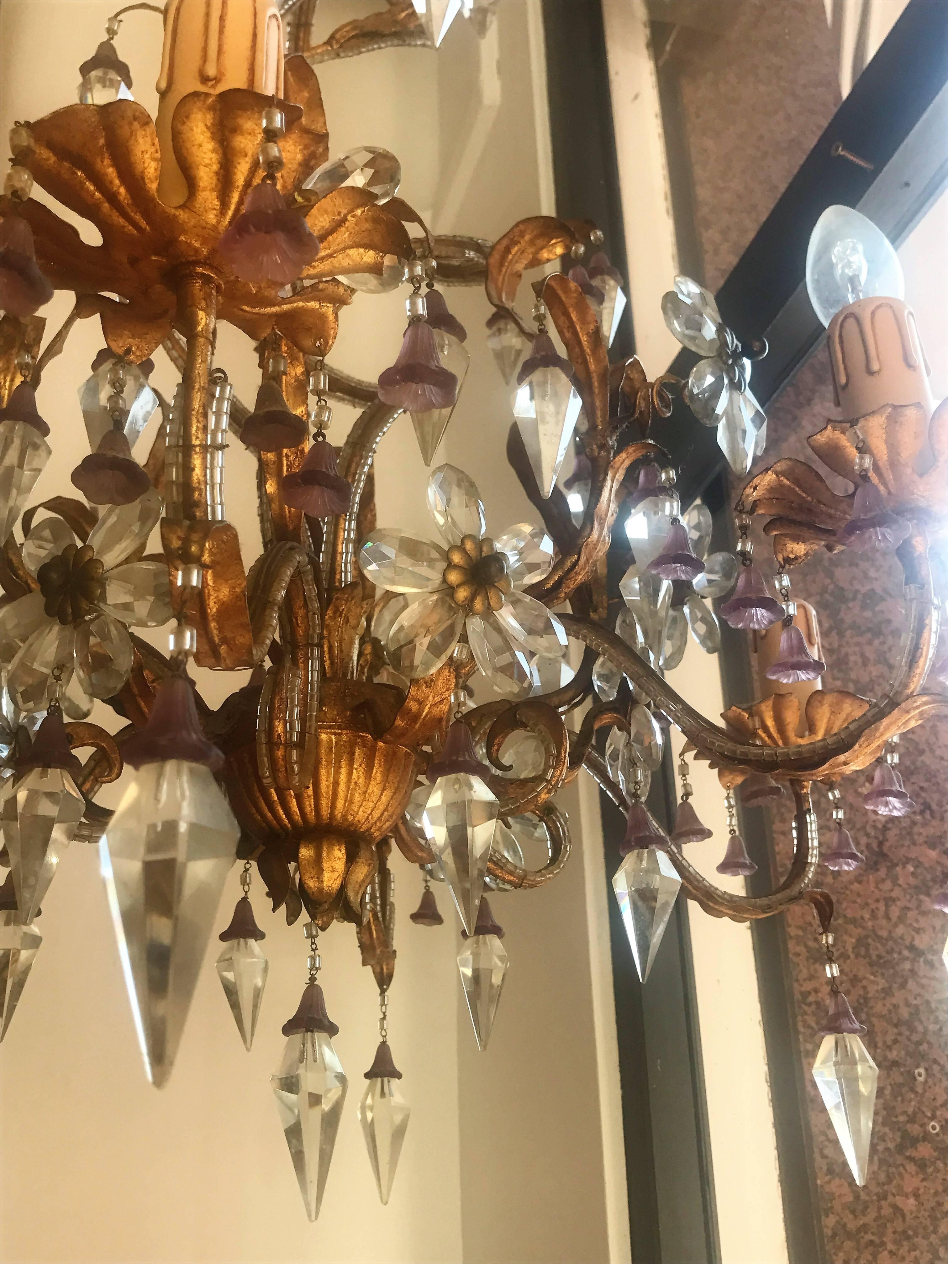  WATERFALL Crystal Chandelier and Glass of Murano, Italy, 20th Century In Excellent Condition In Palermo, Italia