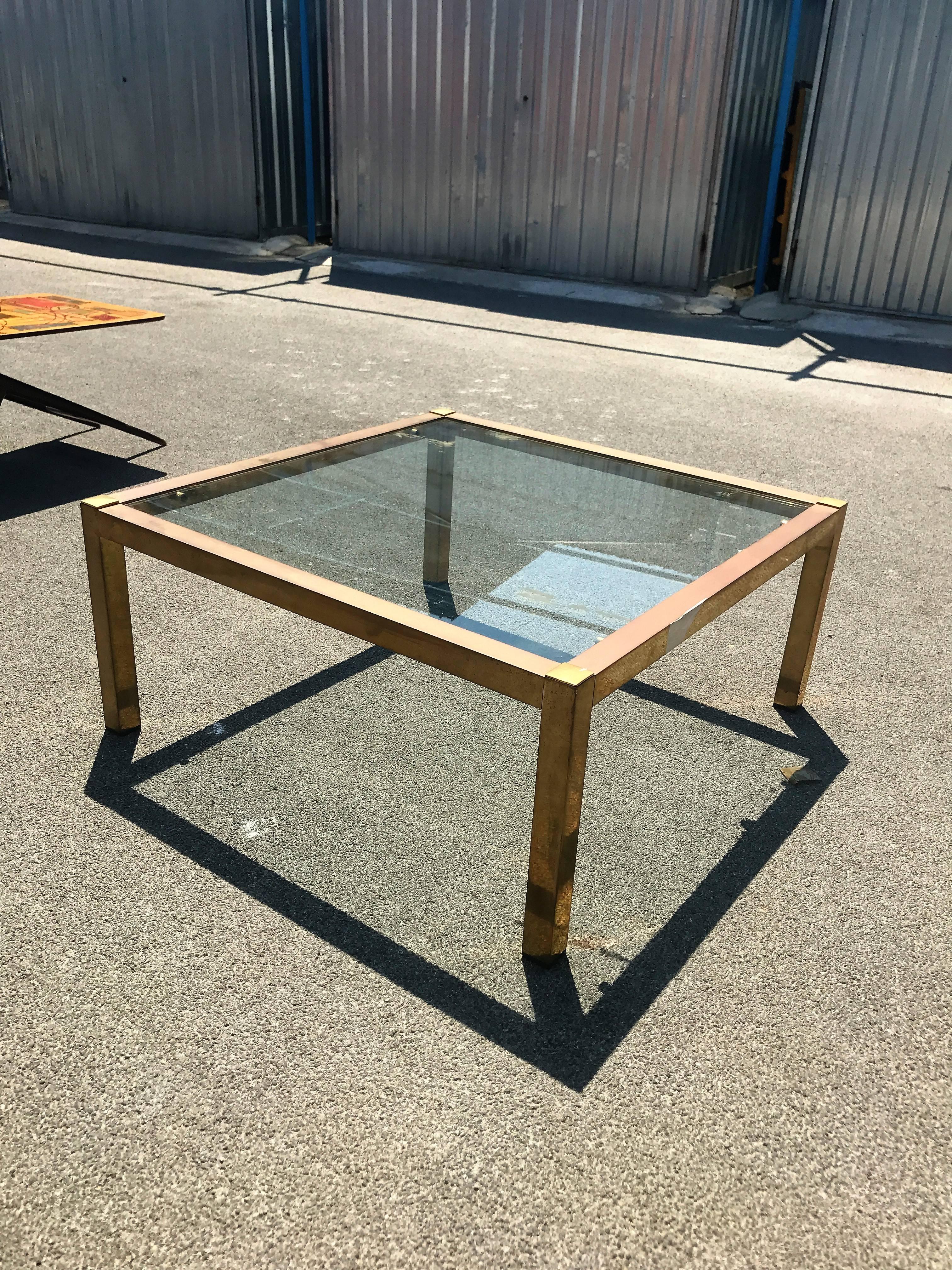Mid-Century Modern Brass Coffee Table, 20th Century For Sale