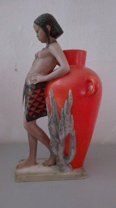Polychrome Ceramic Statue, Abele Jacopi, Lenci-Turin, 1936