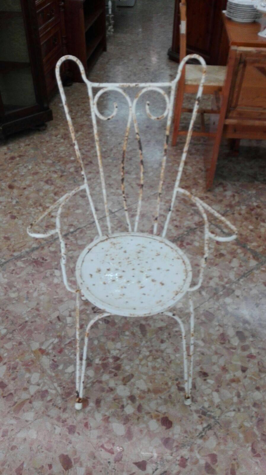 Glass Art Deco, Table and Six Garden Chairs, Iron, French Style