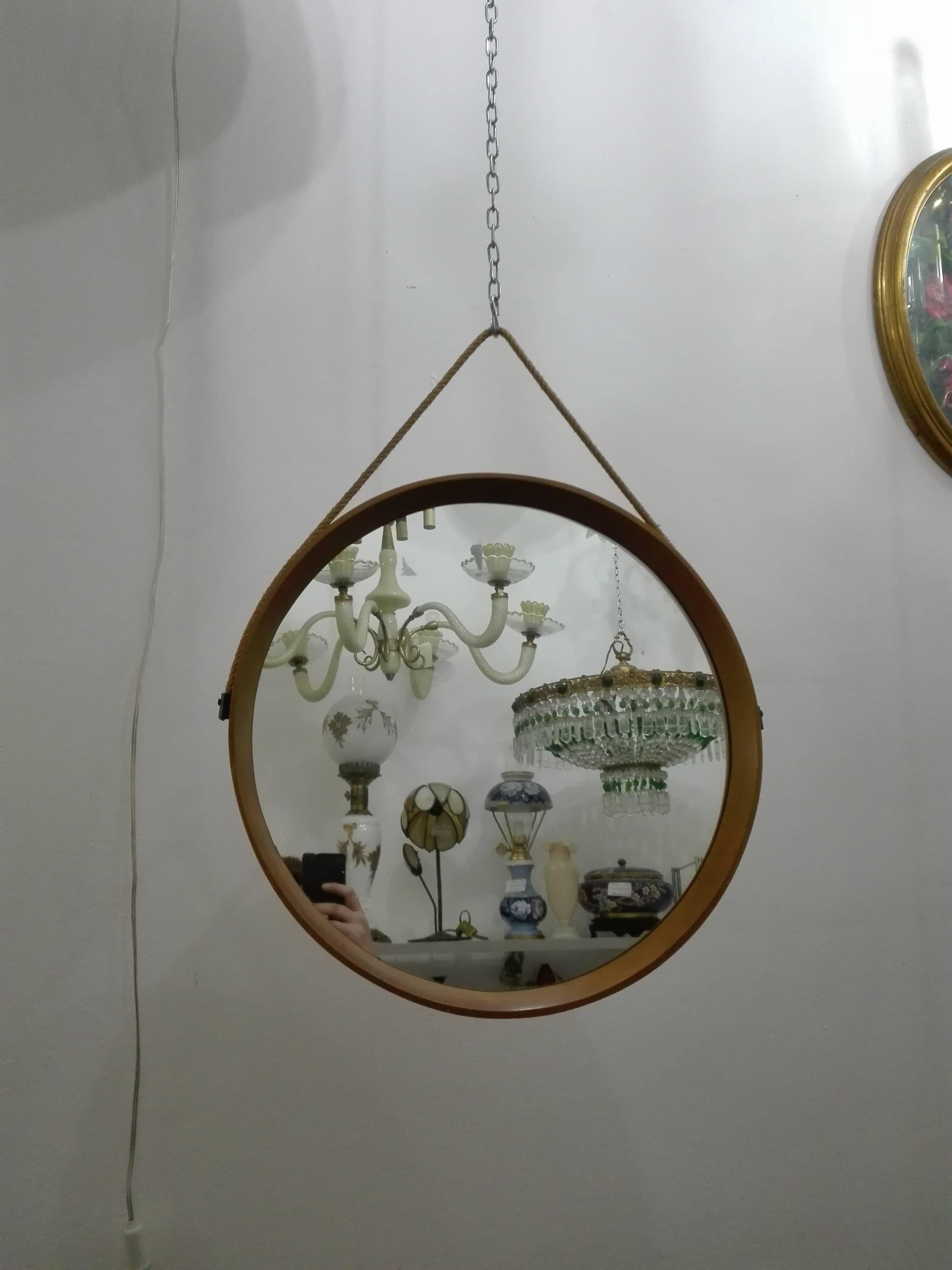 Hand-Crafted Scandinavian Circular Wall Mirror of a & Östen Kristiansson for Luxus, 1960s For Sale