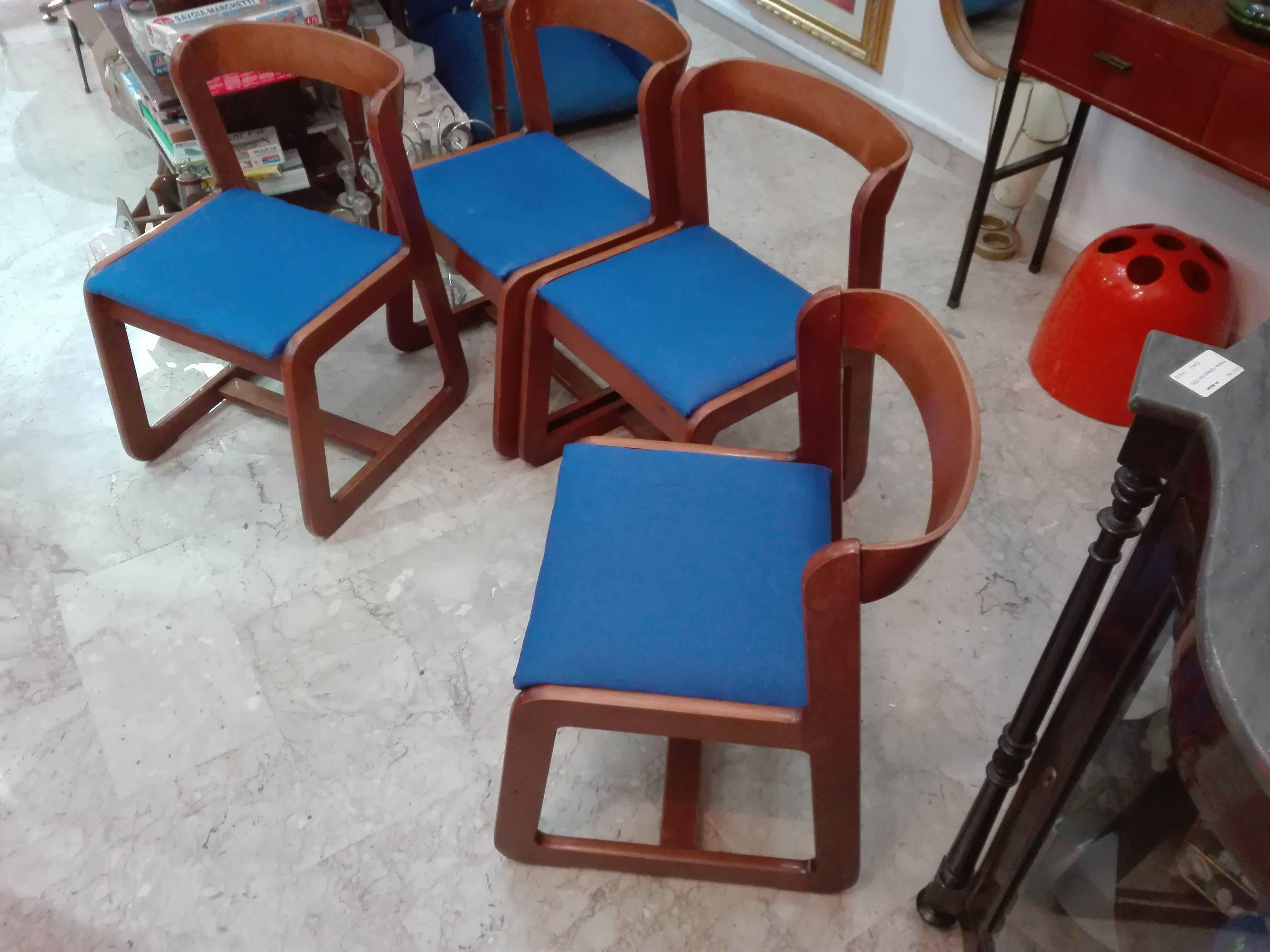 Mid-Century Modern Chairs by Willy Rizzo for Mario Sabot, 1970s, Set of Four