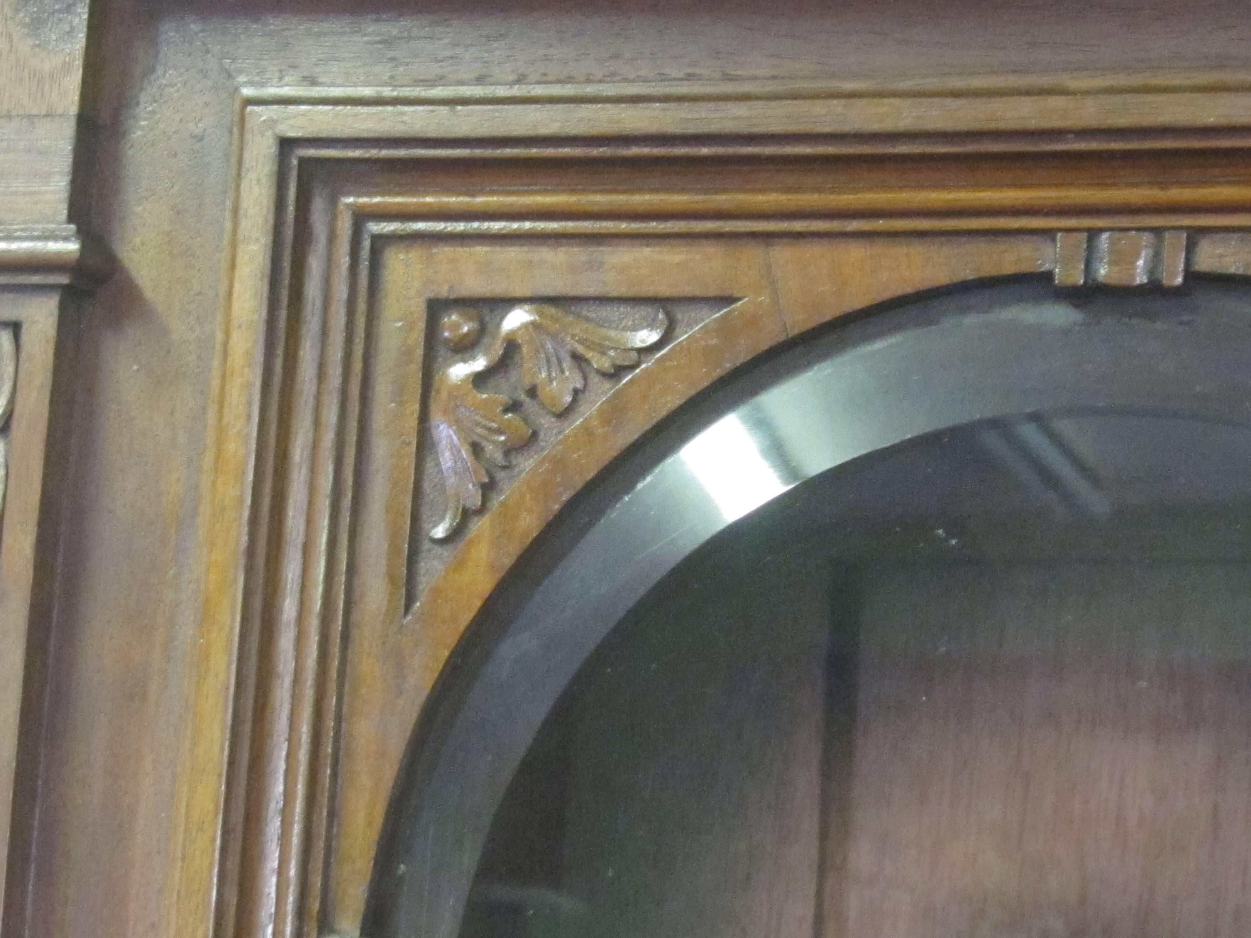 19th Century European Carved Walnut Breakfront with Burled Detail For Sale 2