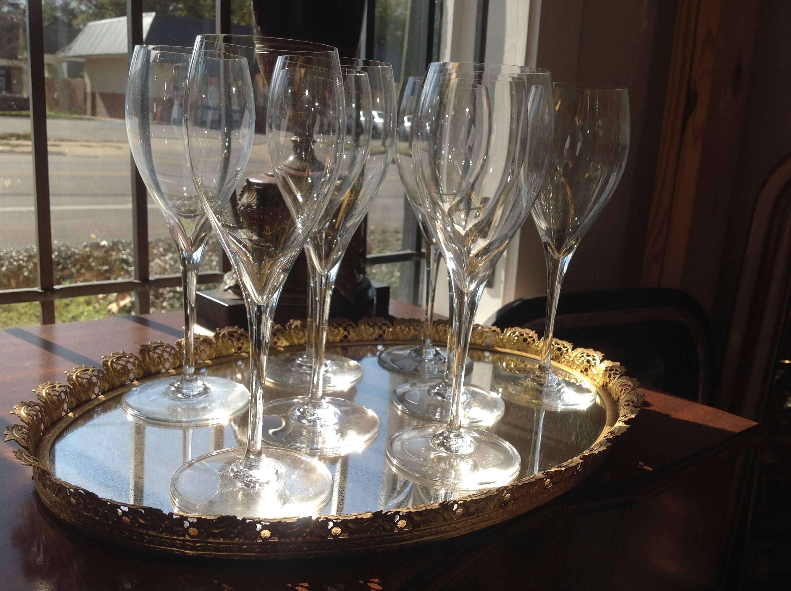 French Set of Eight St. Remy by Baccarat Champagne Flutes For Sale