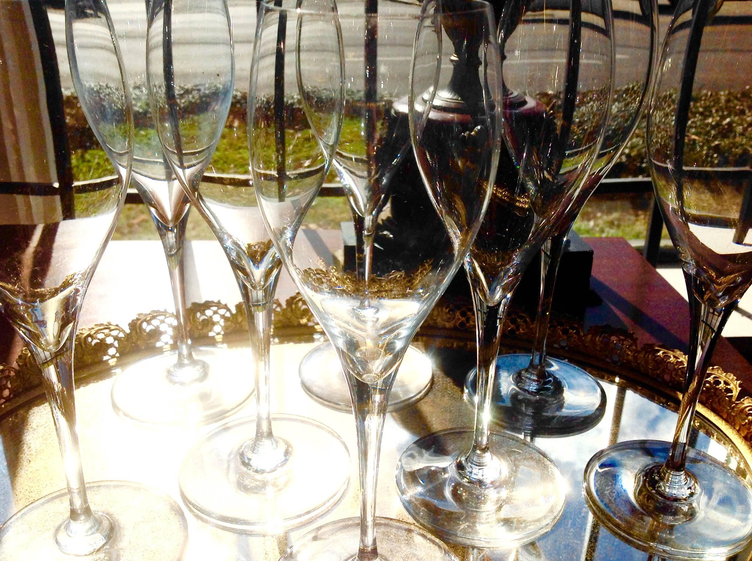 Set of Eight St. Remy by Baccarat Champagne Flutes In Excellent Condition For Sale In Mobile, AL