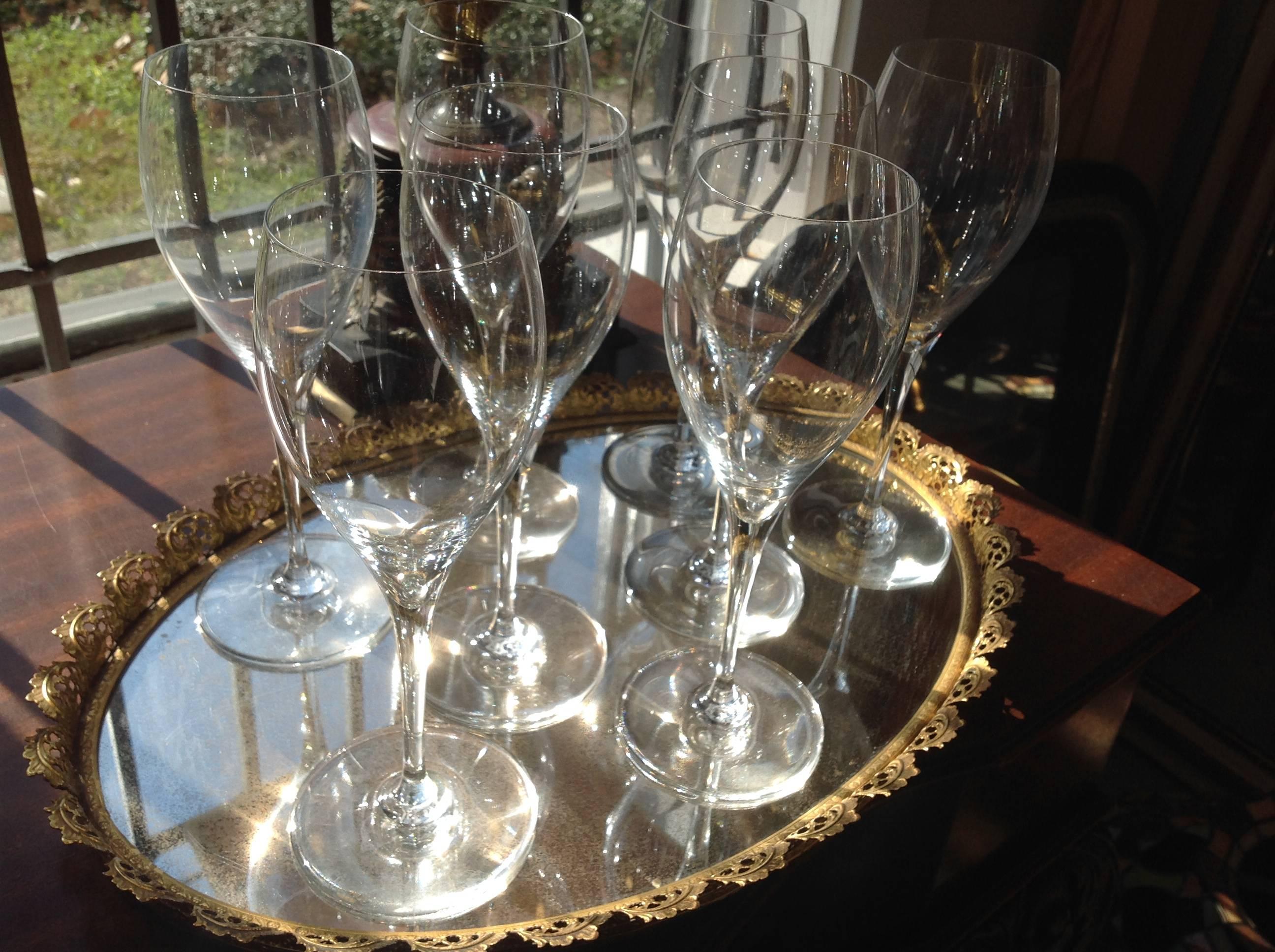 Crystal Set of Eight St. Remy by Baccarat Champagne Flutes For Sale