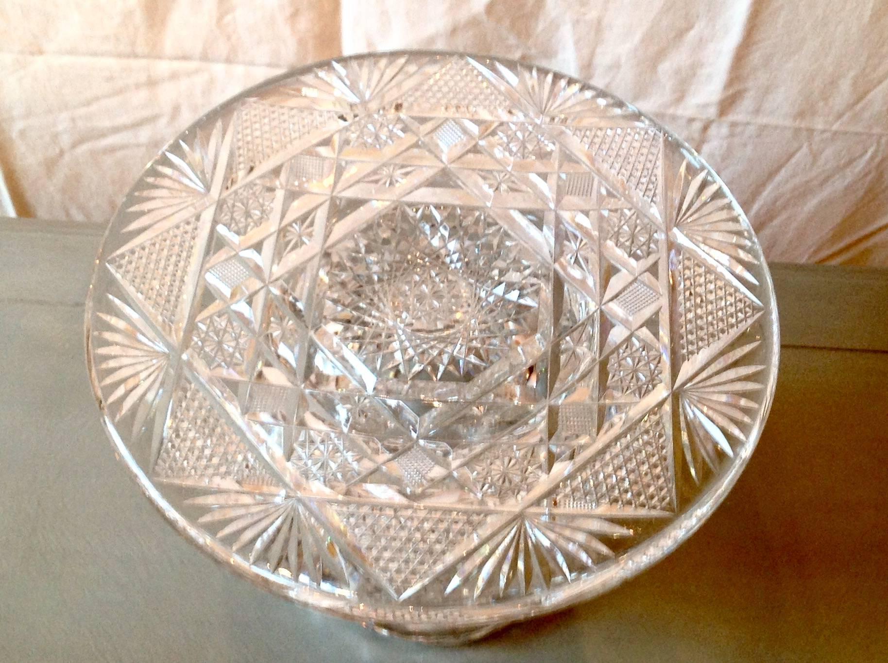 Victorian Vintage Brilliant Cut Crystal Pedestal For Sale
