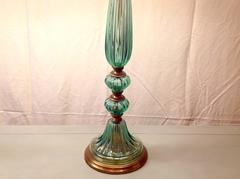 Pair of Vintage Green Glass Lamps