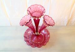 Antique Cranberry Italian Murano Glass Epergne