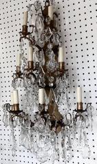 Antique French Bronze and Crystal Wall Sconce