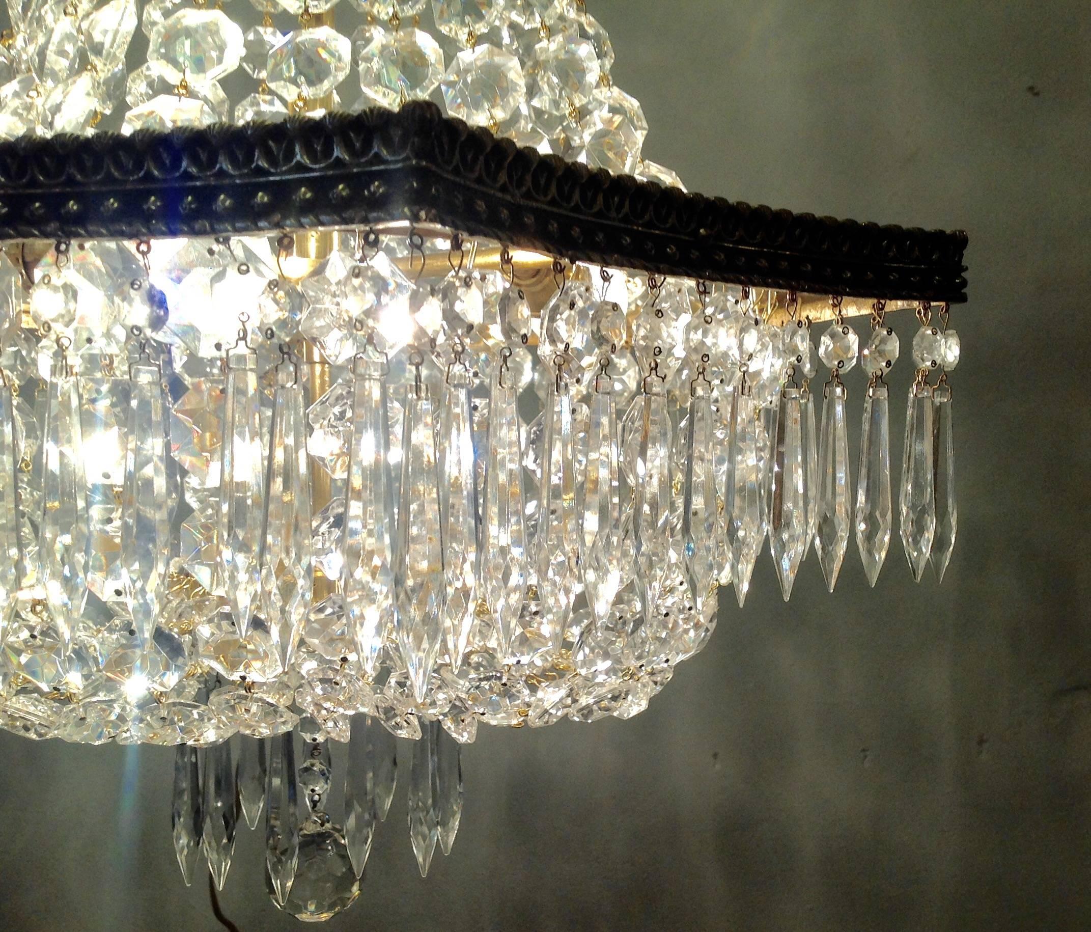 Spanish Crystal Empire Chandelier, circa 1950s For Sale 1