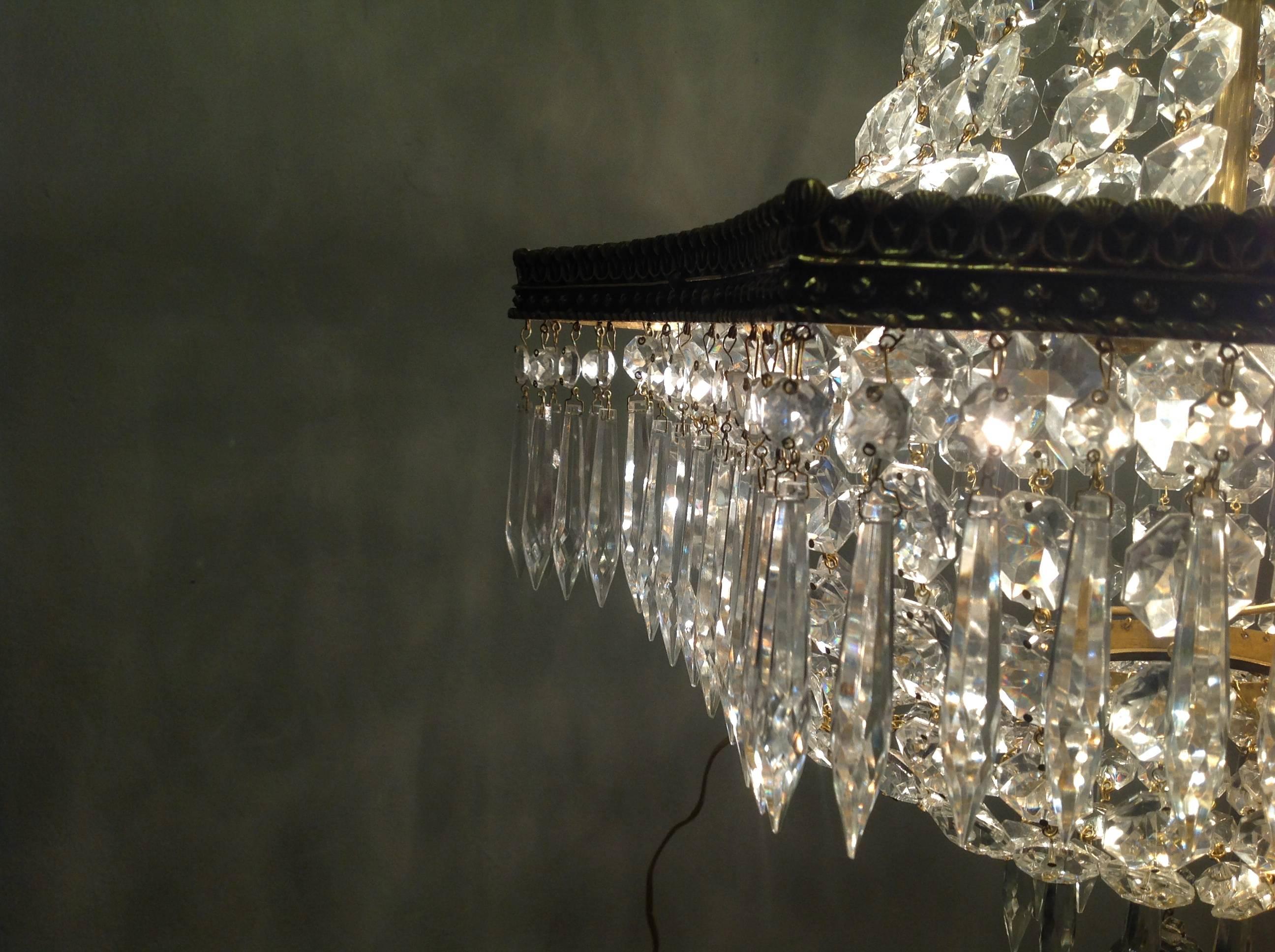 Mid-20th Century Spanish Crystal Empire Chandelier, circa 1950s For Sale