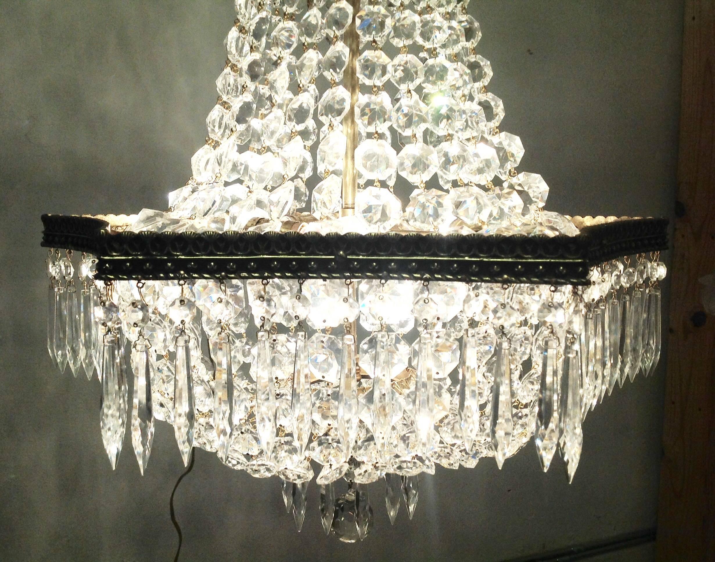 Spanish Crystal Empire Chandelier, circa 1950s For Sale 2