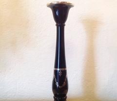 Art Nouveau Ebony Crystal and Sterling Silver Candlestick